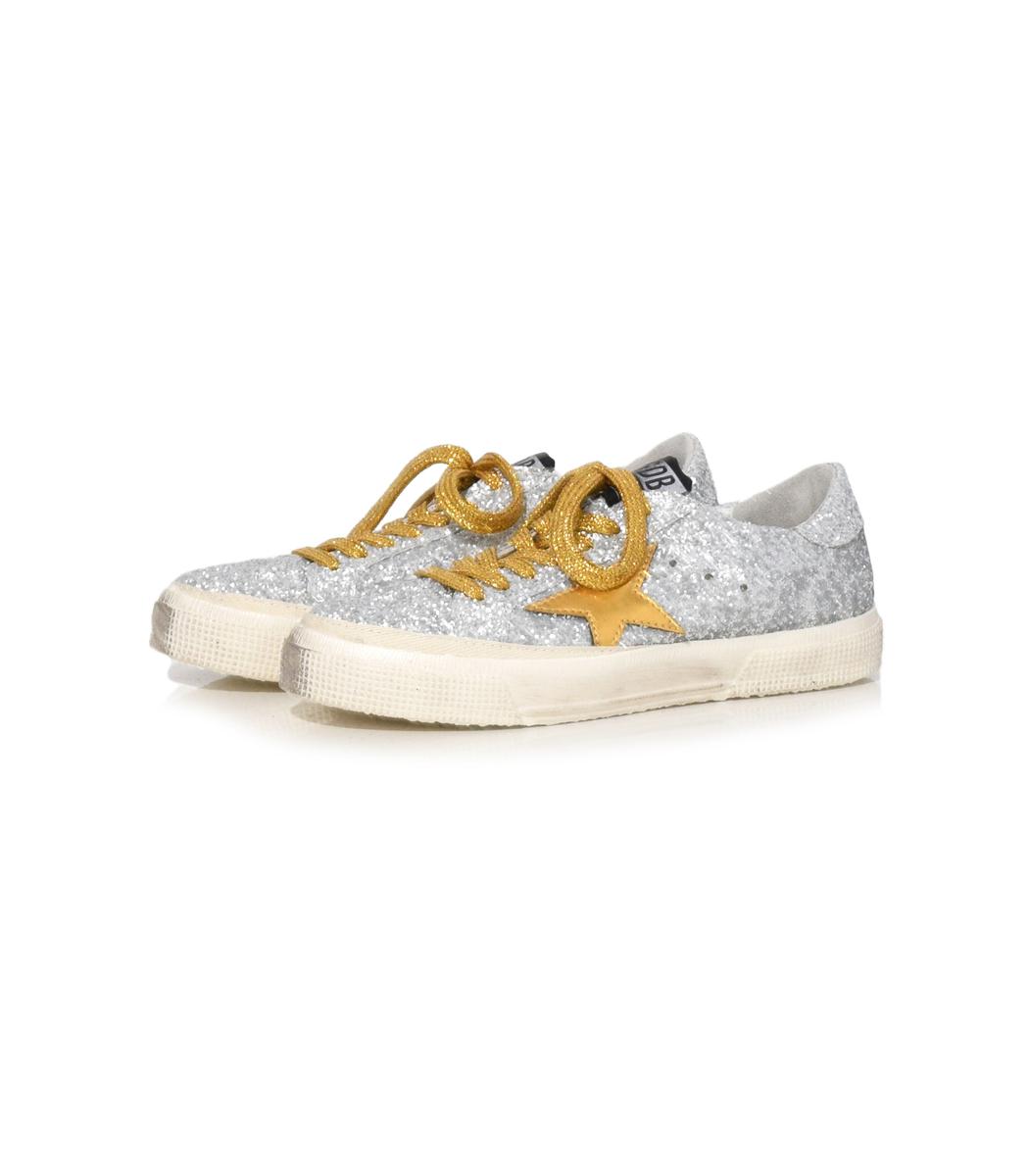 Golden Goose Leather Silver Glitter 