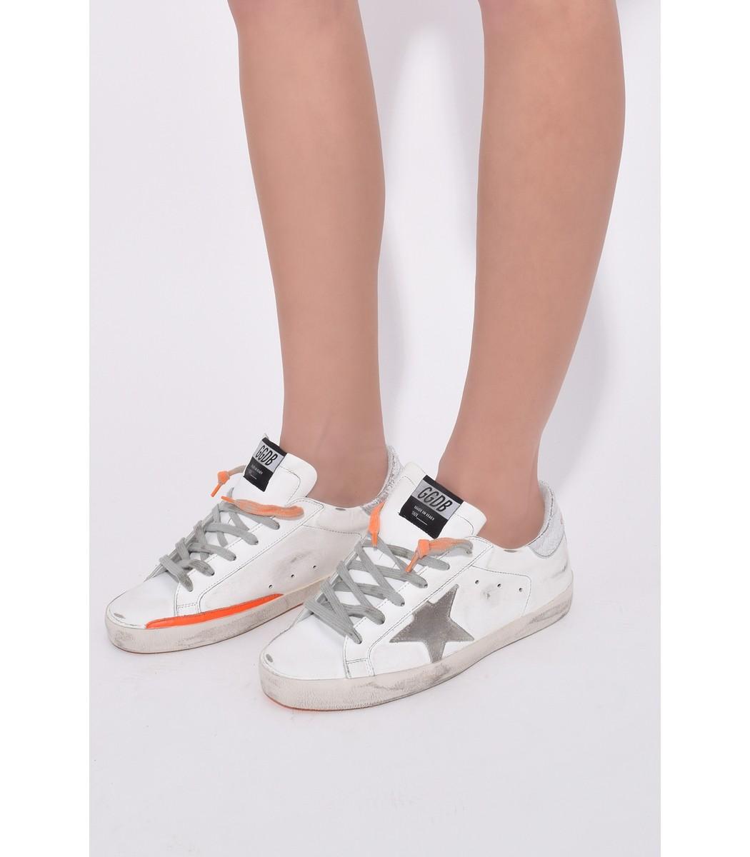 White Leather With Orange Fluo Sole 