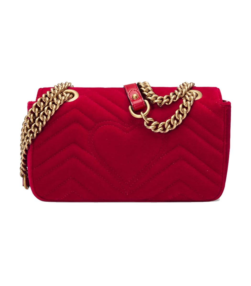 Gucci Red GG Marmont Mini Velvet Bag - Lyst