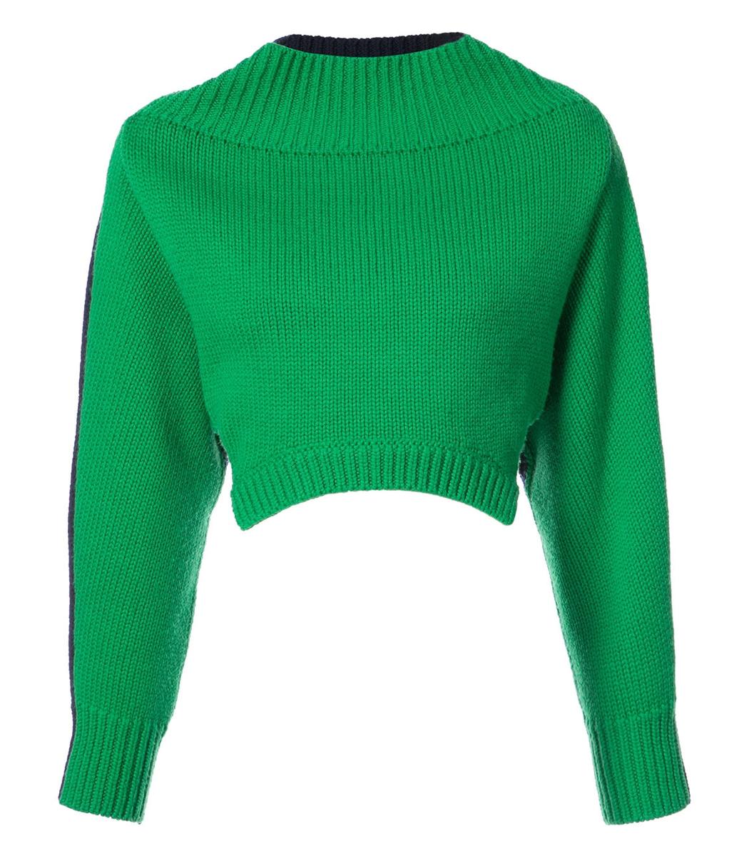 green cropped sweater