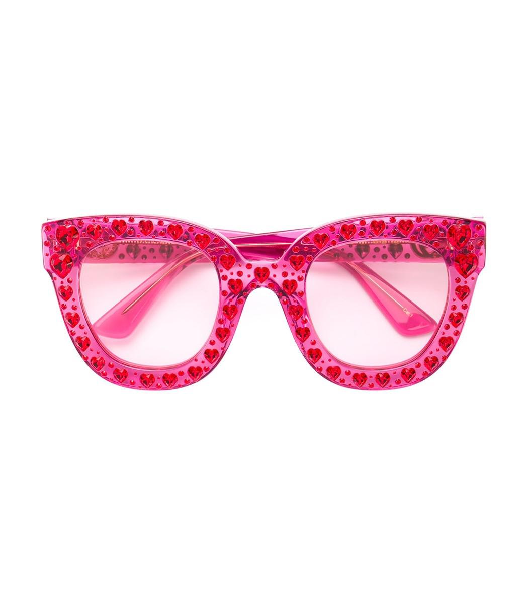 Gucci Crystal Heart Sunglasses in Pink | Lyst