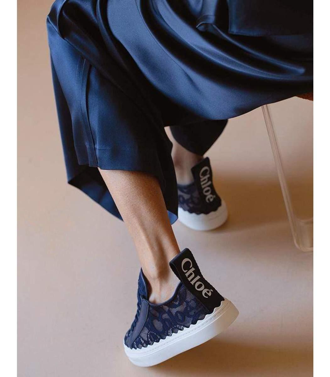 Chloé Lauren Lace Sneaker in Blue - Lyst