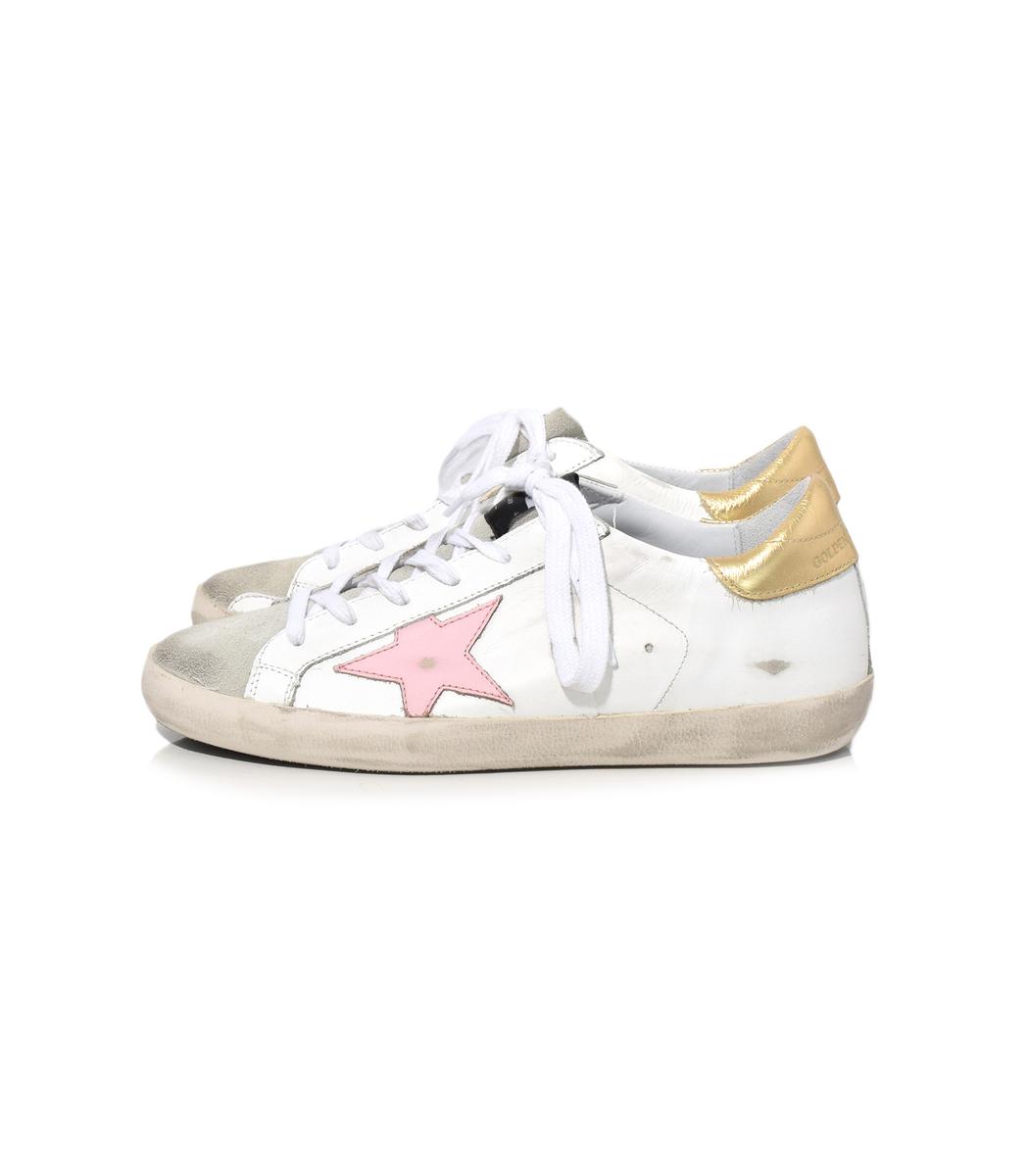 Golden Goose White/pink Star Superstar Sneakers | Lyst