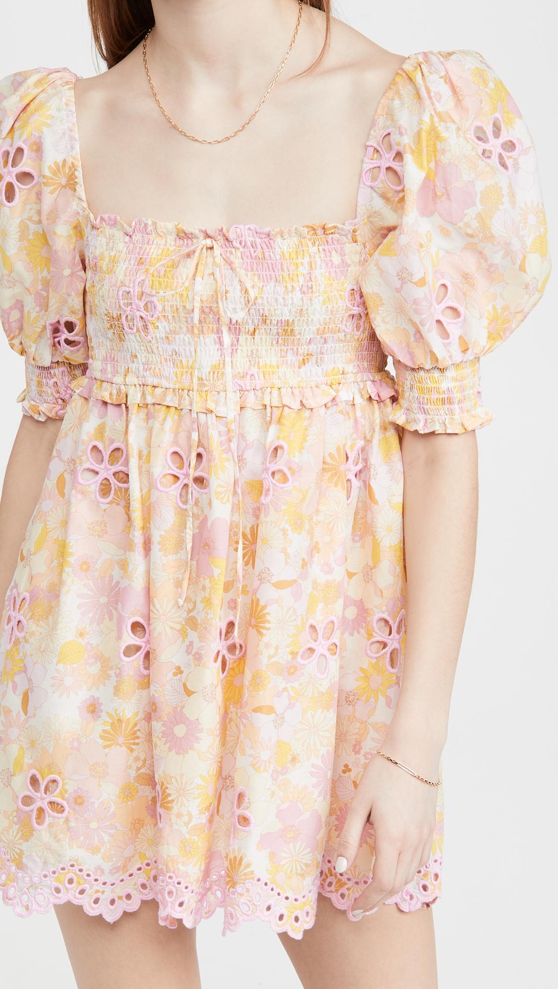 Lemons Cotton Claire Mini Dress in Pink 