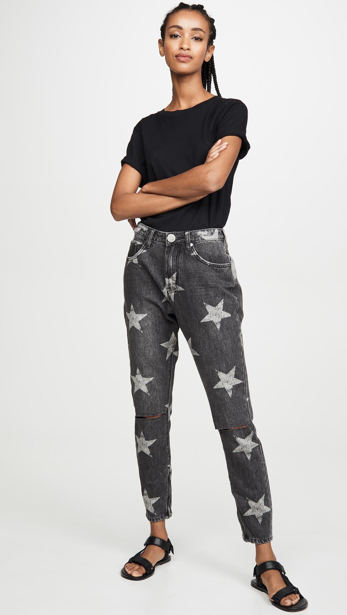 star print skinny jeans