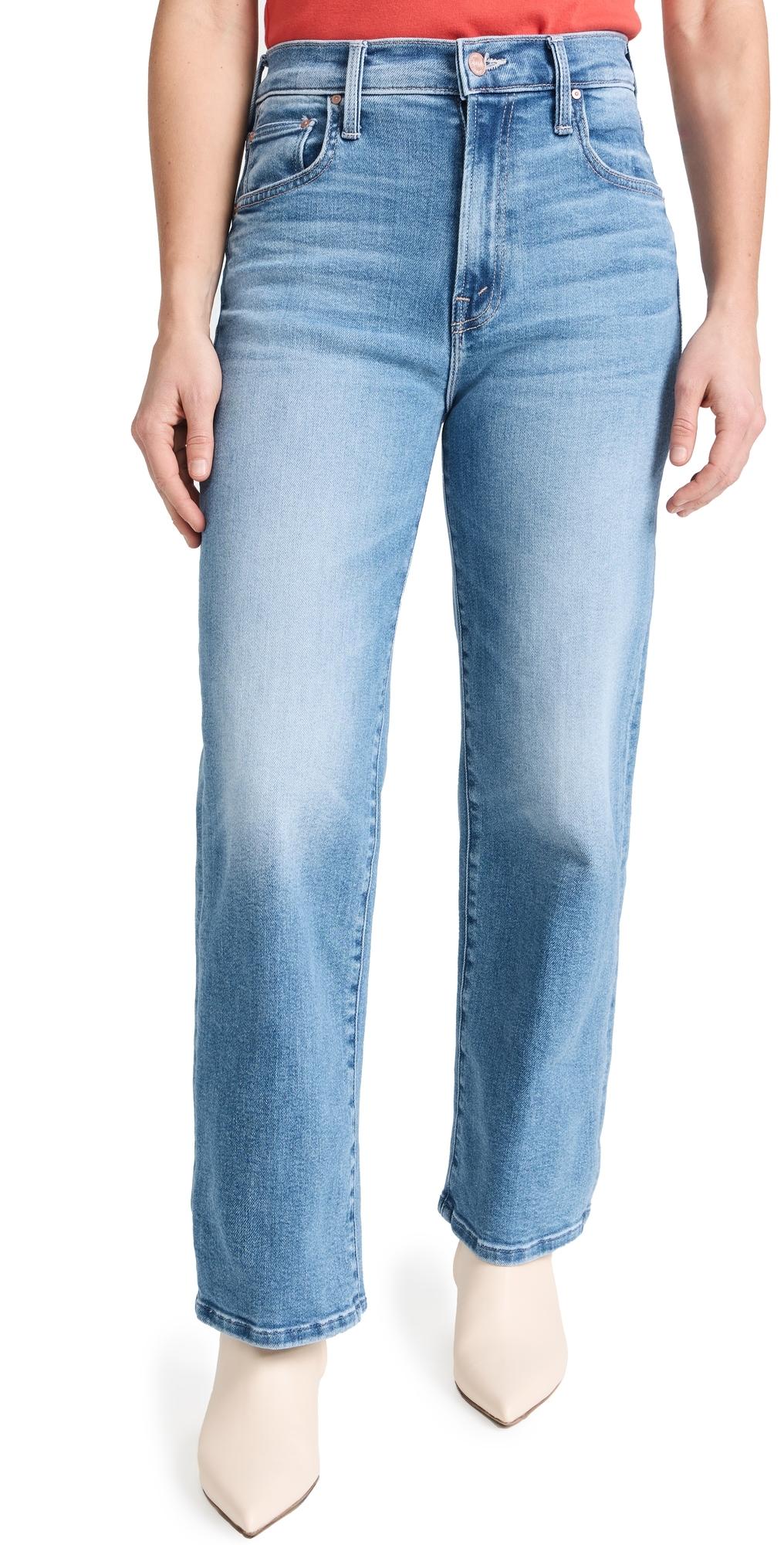 Petite mère Mother Petite Lil Zip Rambler Flood Jeans in Blue | Lyst