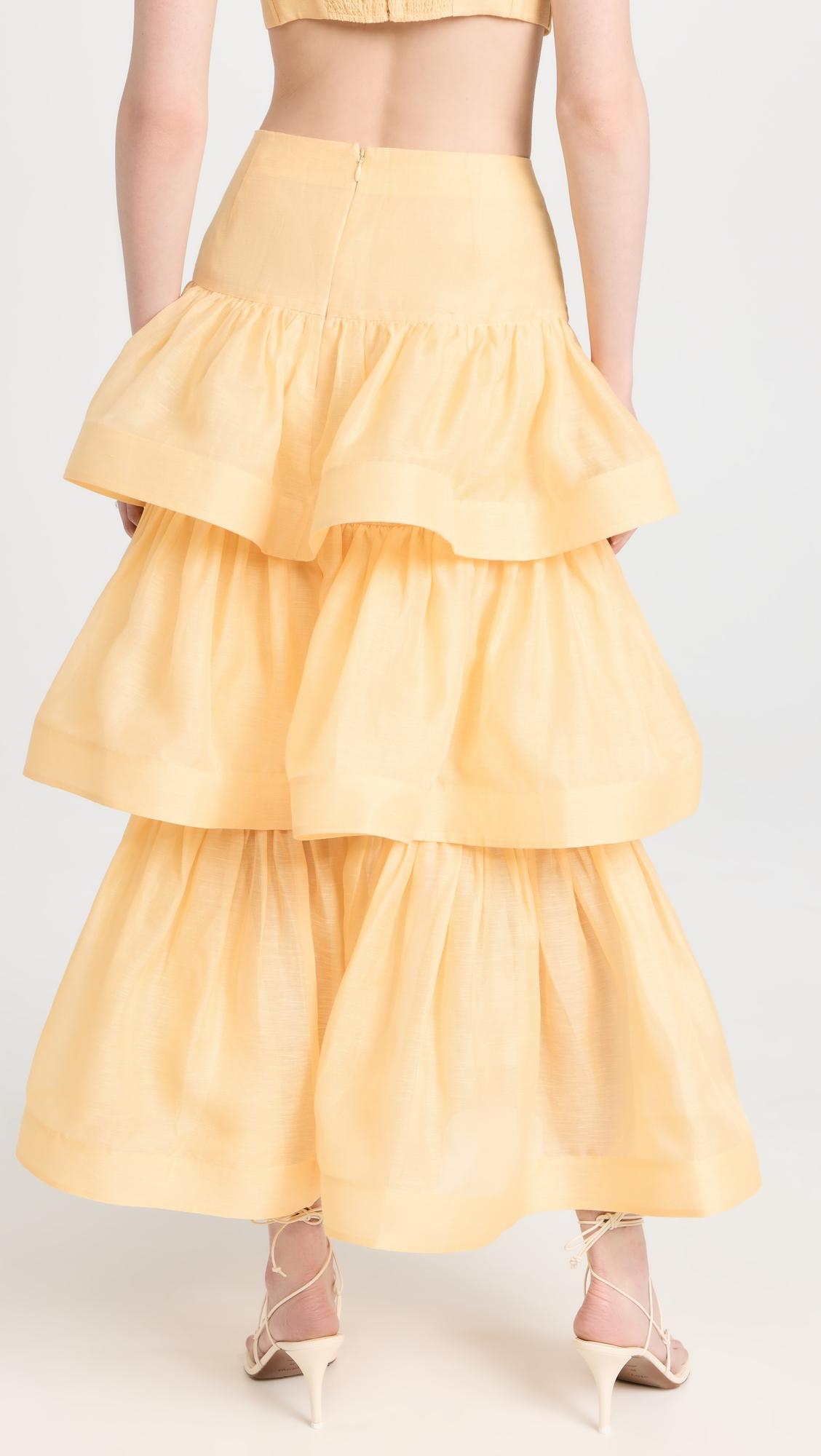 Zimmermann Coaster Tiered Skirt in Orange | Lyst Zimmermann Coaster Tiered Skirt in Orange | Lyst