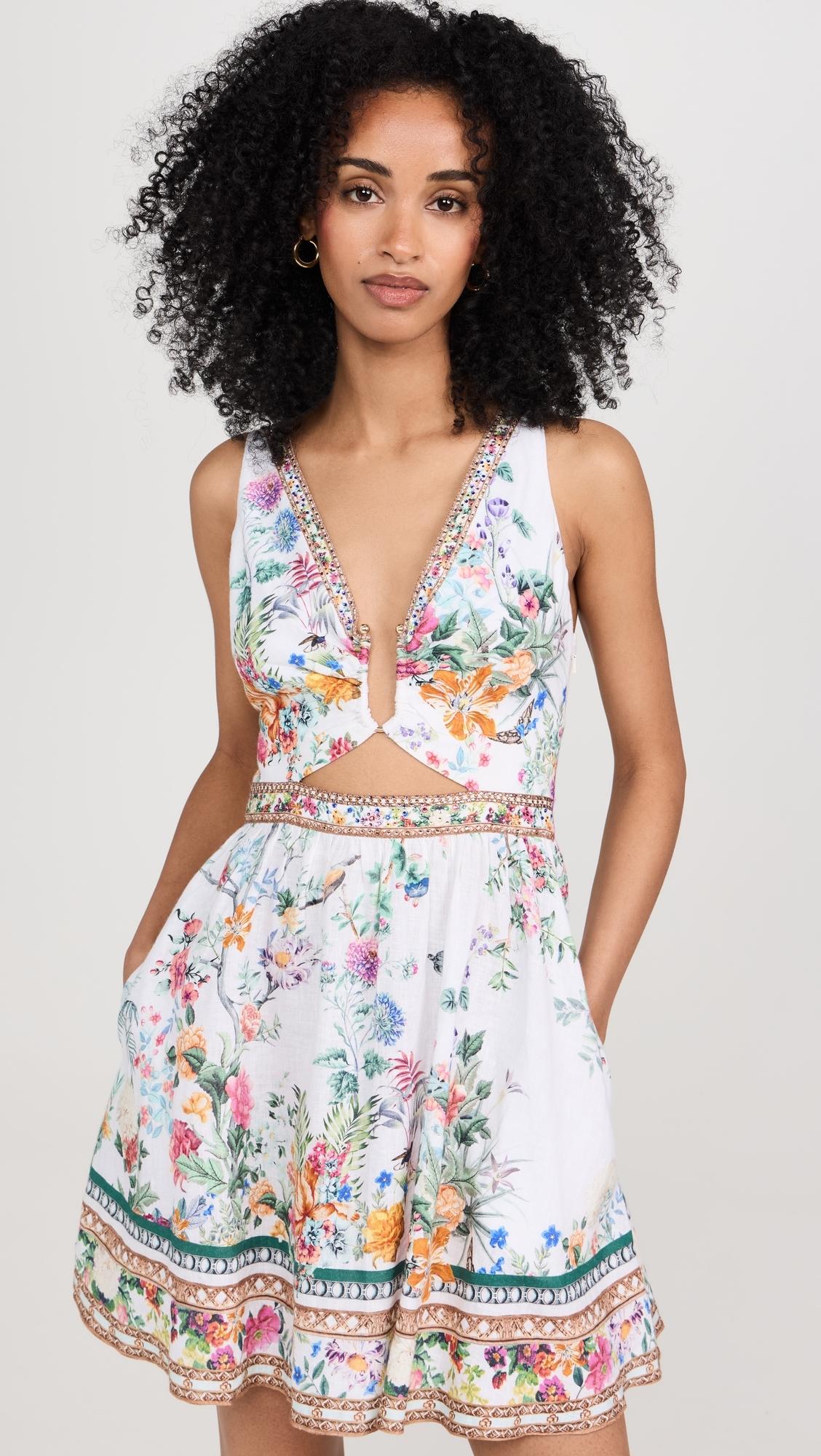 CAMILLA Short V Neck Cutout Dress in White Lyst Canada