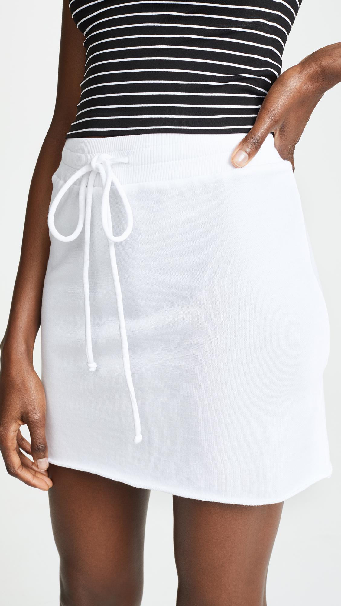 Lanston Cotton Drawstring Mini Skirt in White - Lyst