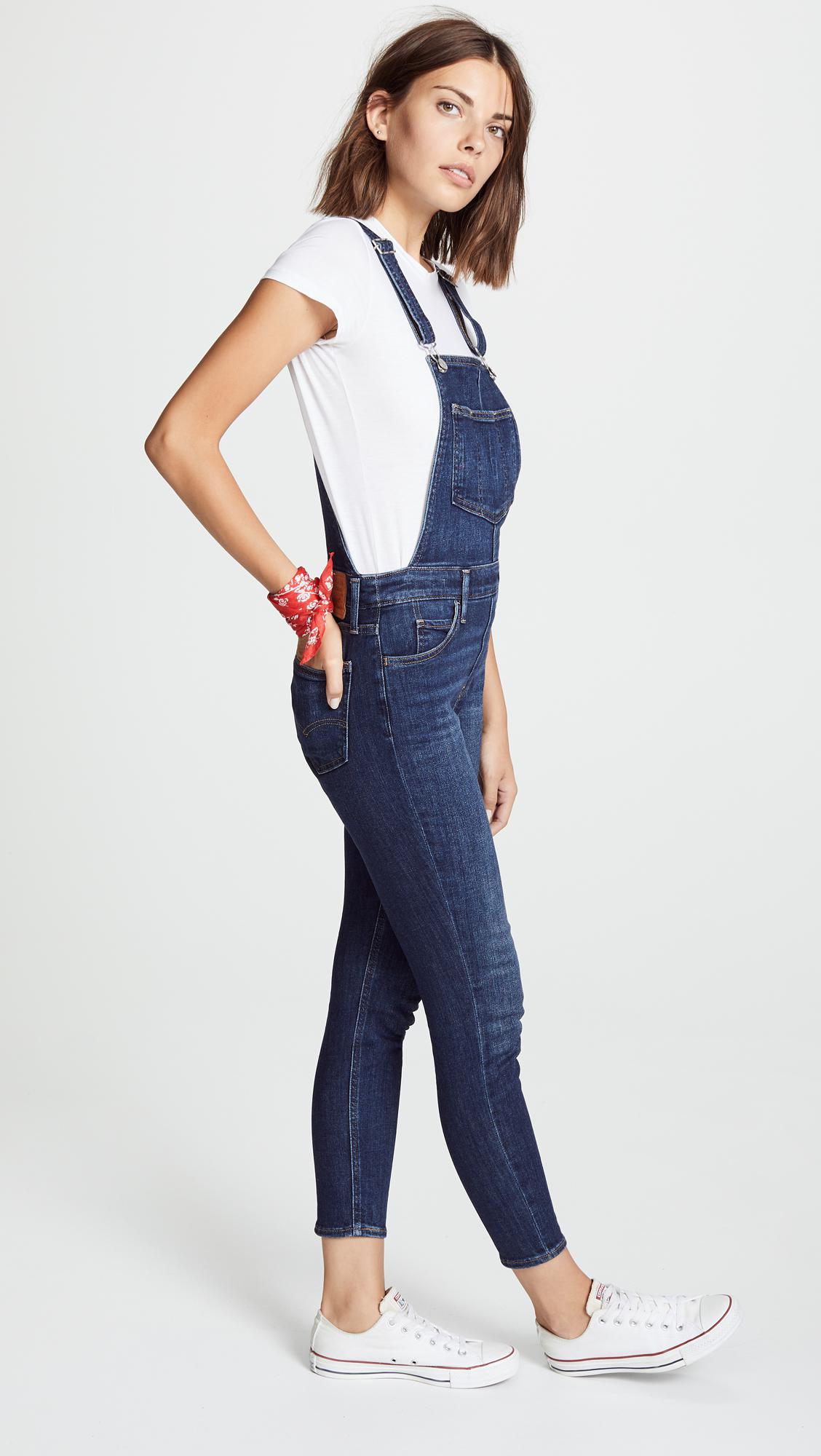 Levi's Skinny Overalls in Blue | Lyst