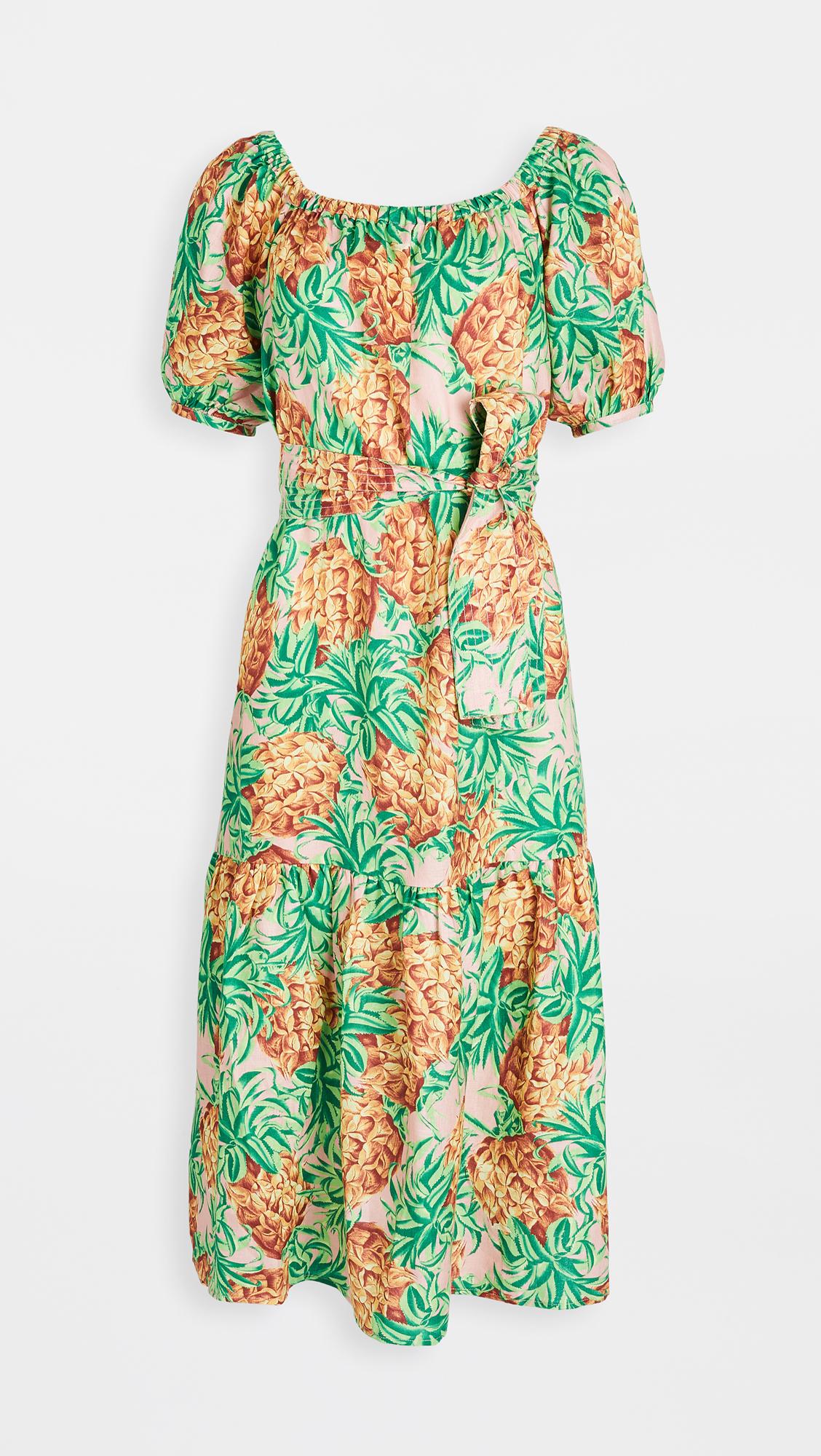FARM Rio Pineapple Garden Linen Dress in Green Lyst