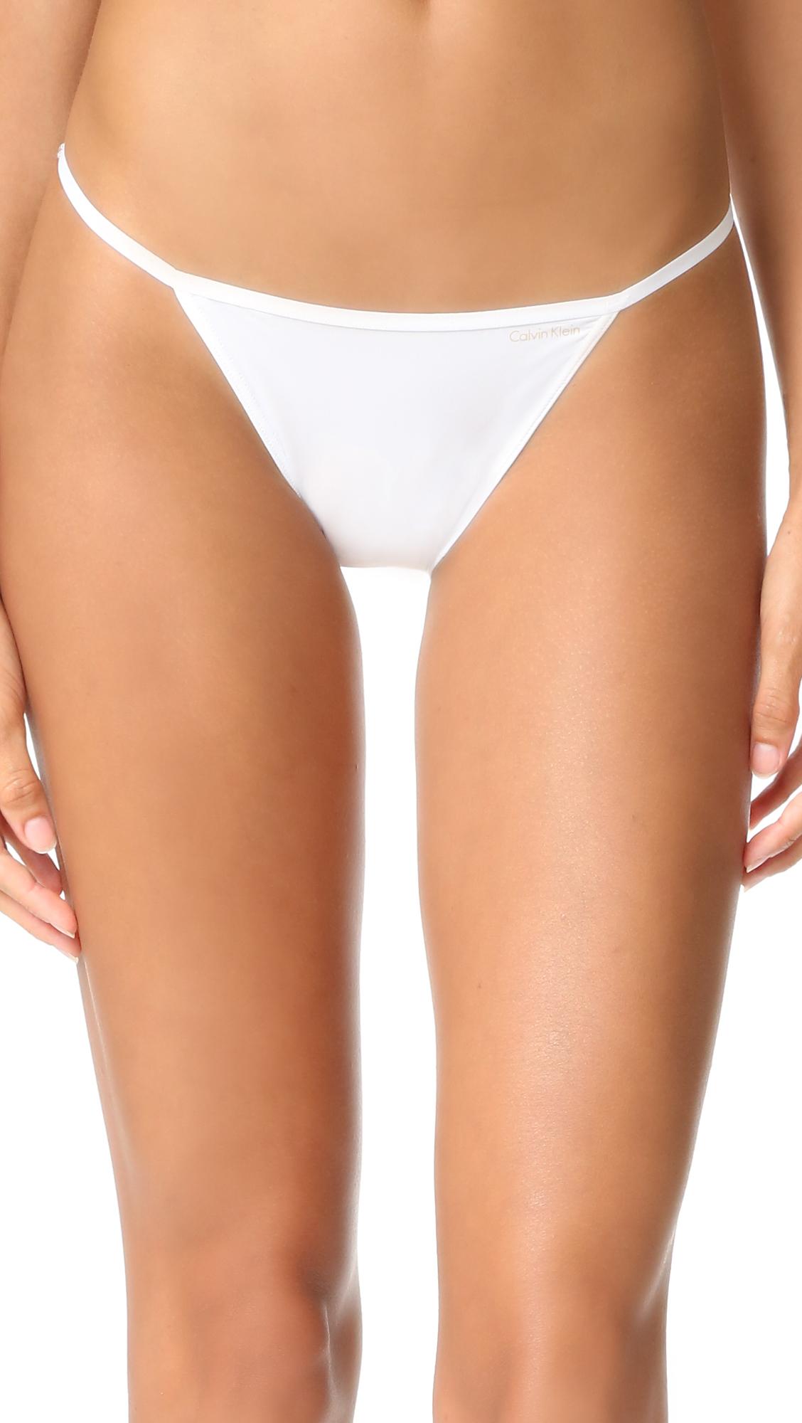 Calvin Klein Synthetic Sleek String Bikini Panties in White - Lyst