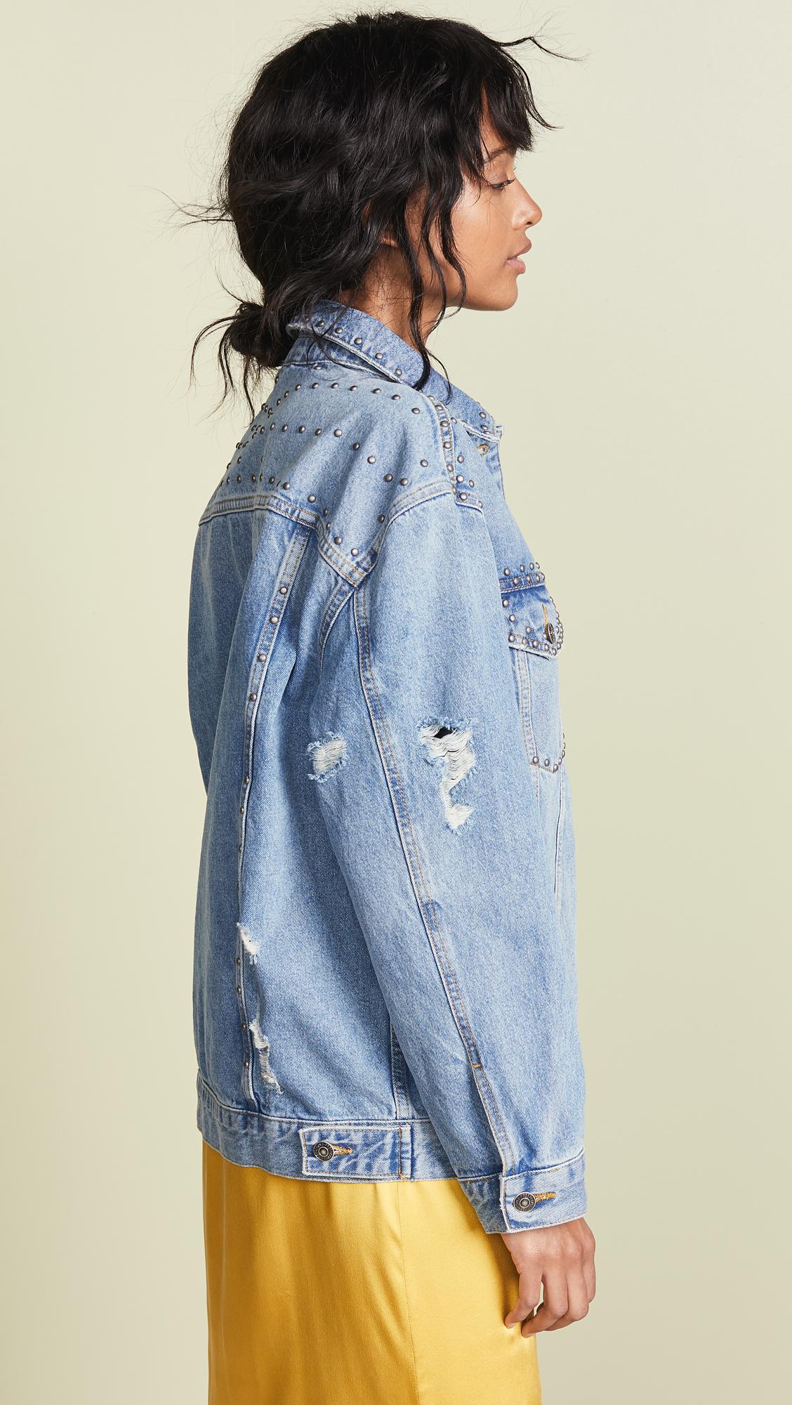 free people studded denim jacket
