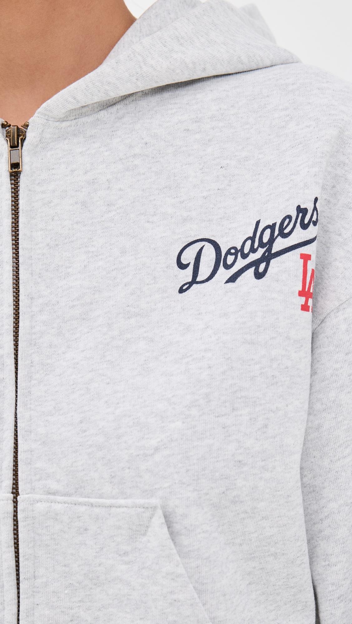Sporty & Rich La Dodgers Serif Cropped Zip Hoodie in White | Lyst