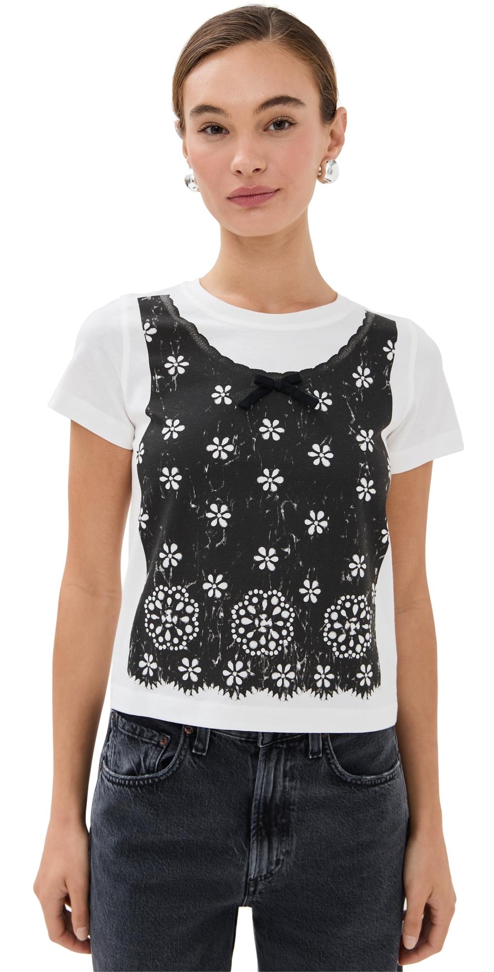 【関税&送料込】Marc Jacobs White Trompe L Oeil T-Shirt With Marc Jacobs: White & Pink Trompe L'oeil T-shirt Minidress