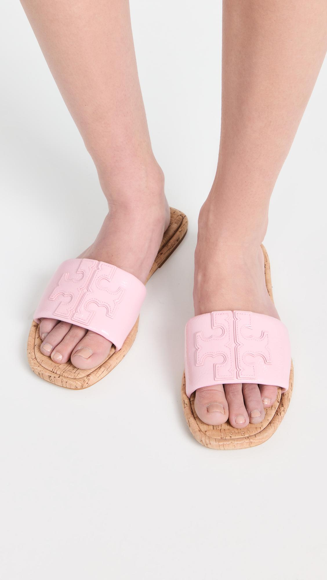 Tory Burch Double T Sport Slides in Pink | Lyst