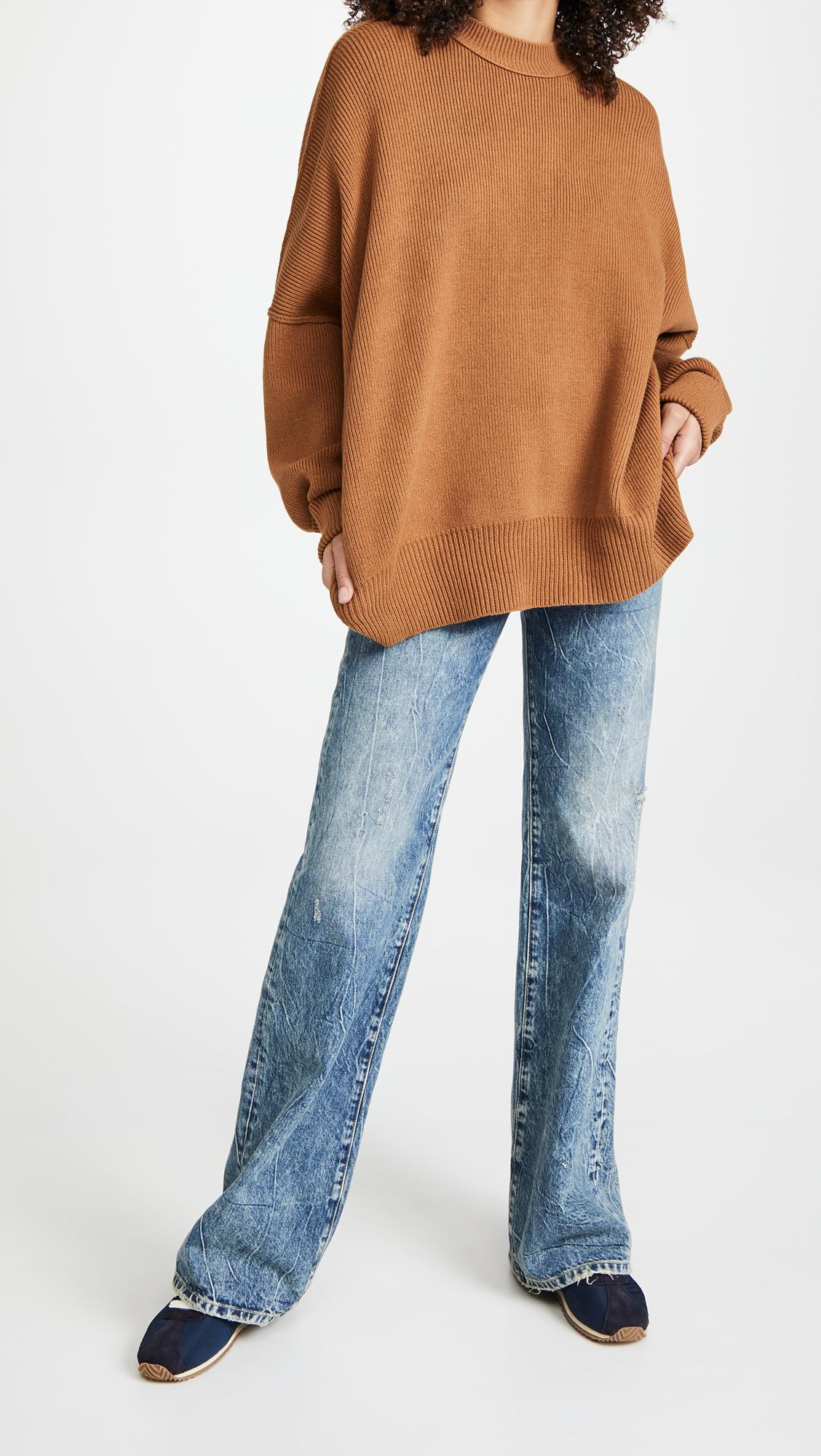 Free People Easy Street Tunic Sweater in Brown | Lyst