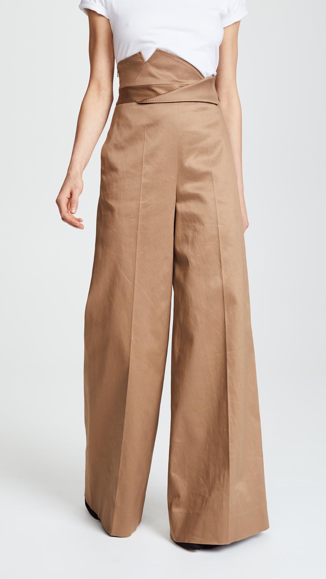 Monse Cotton High Waisted Wide Leg Trousers in Natural - Lyst