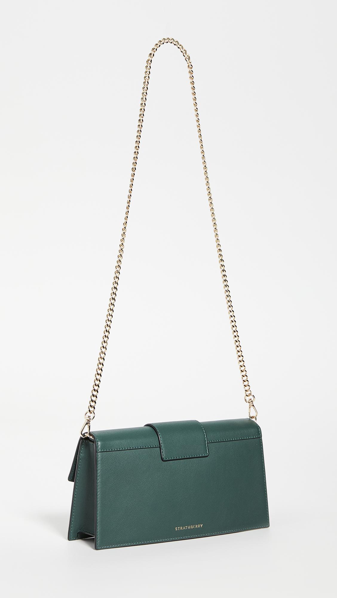 Strathberry Leather Mini Crescent Bag in Bottle Green (Green) - Lyst