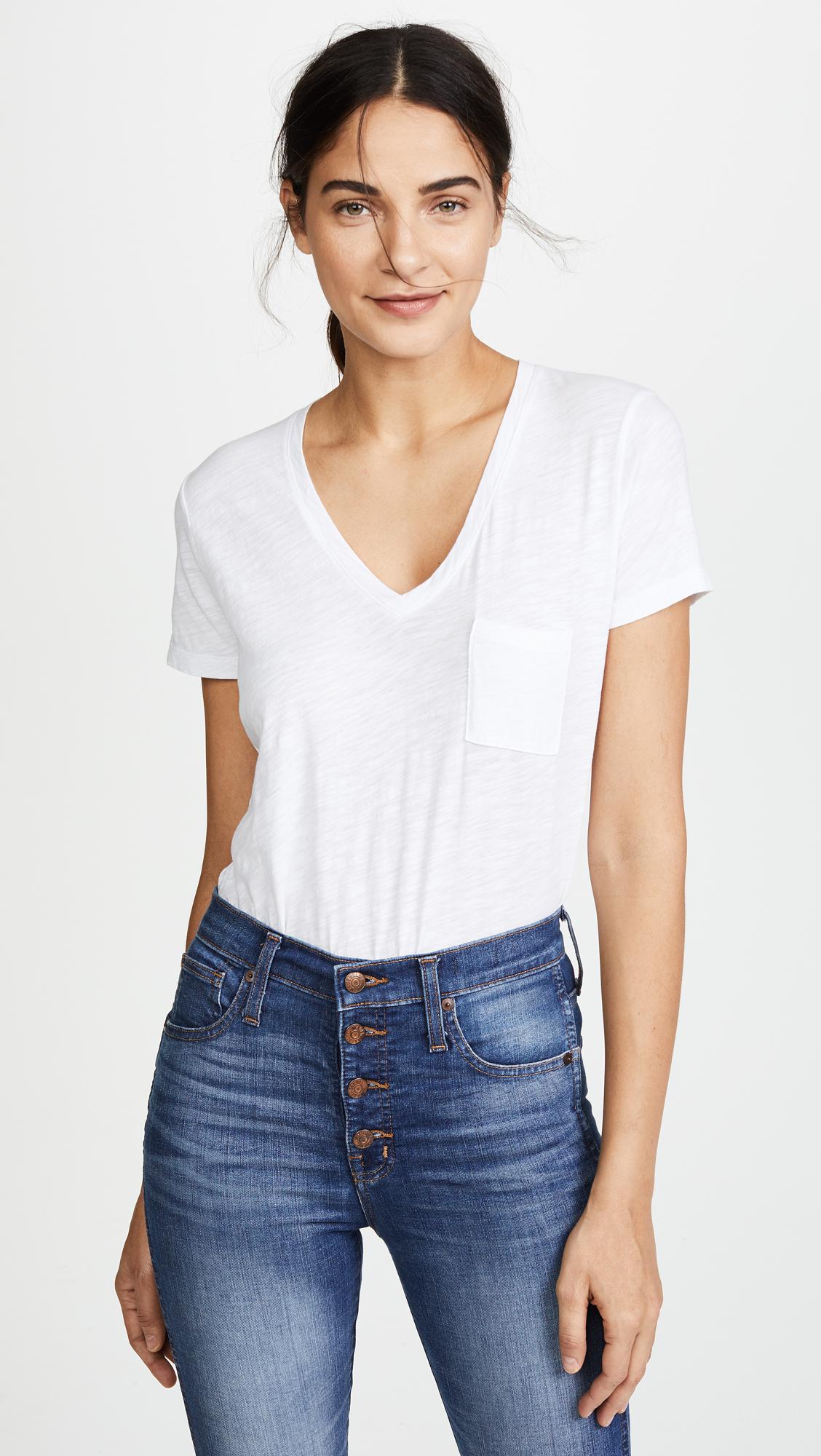Madewell Whisper Cotton V-neck Pocket T 
