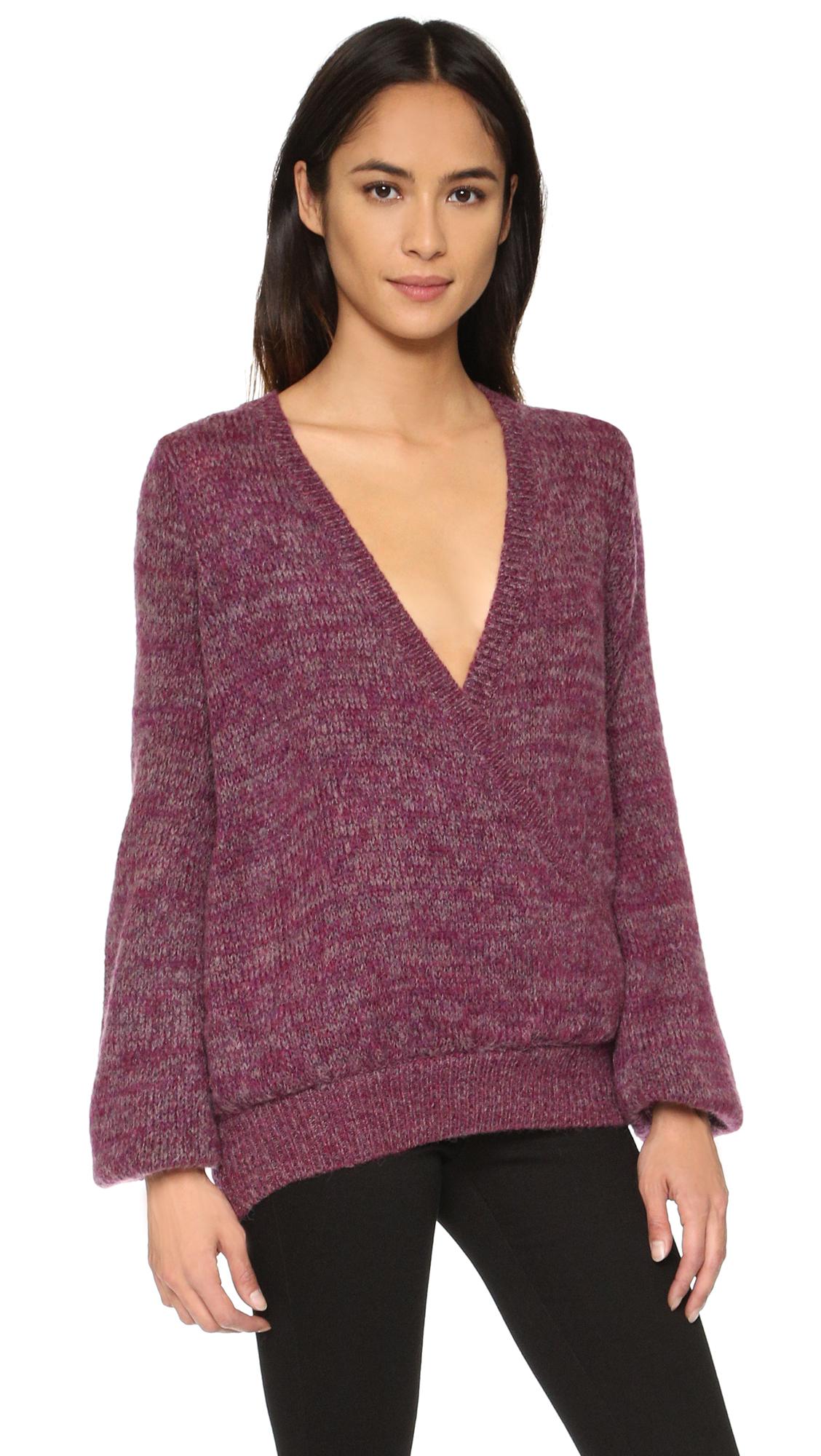 purple wrap sweater