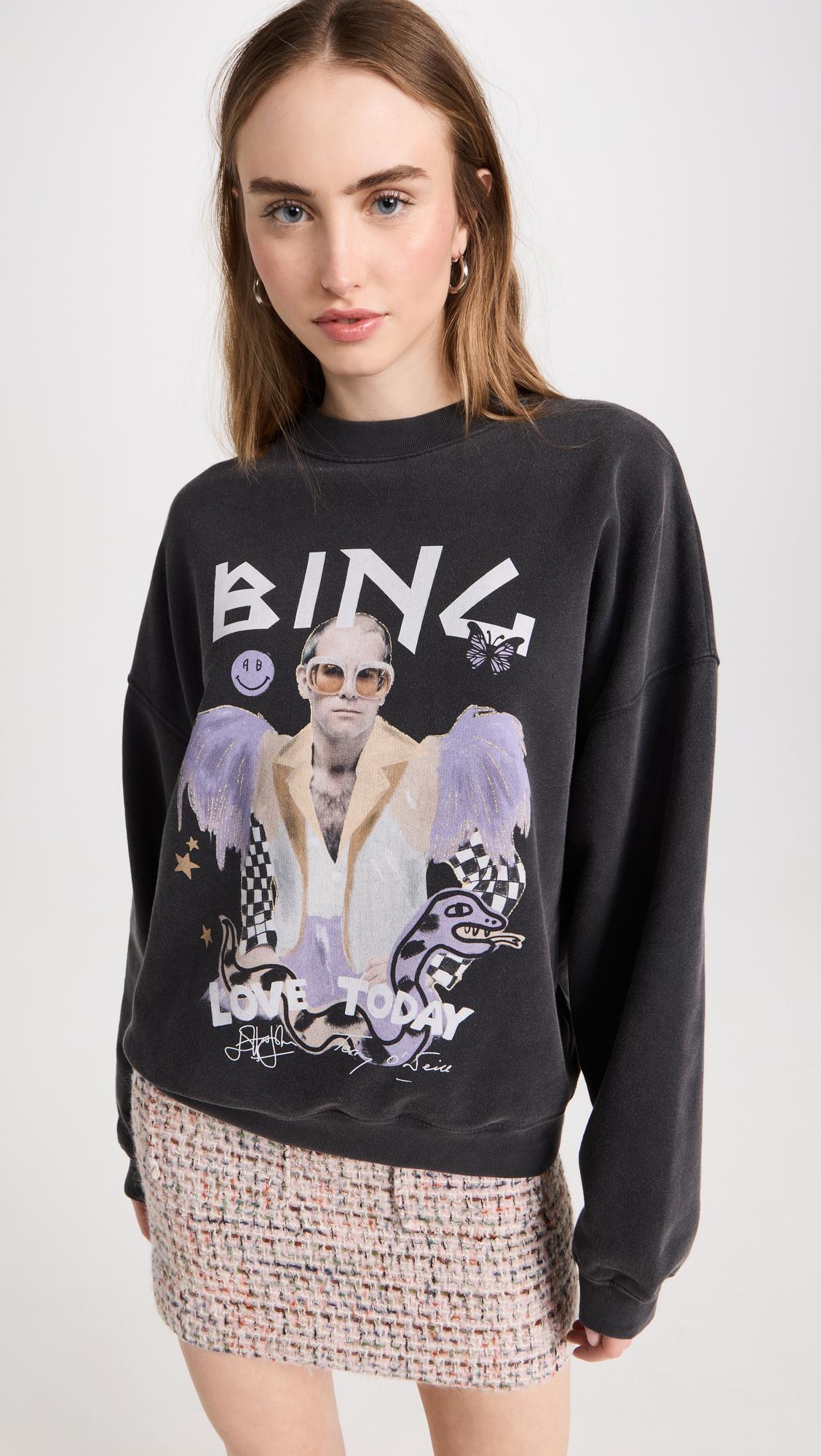 Anine Bing Harvey Crew Sweatshirt Ab X To X Iscreamcolour Elton John in  Black | Lyst