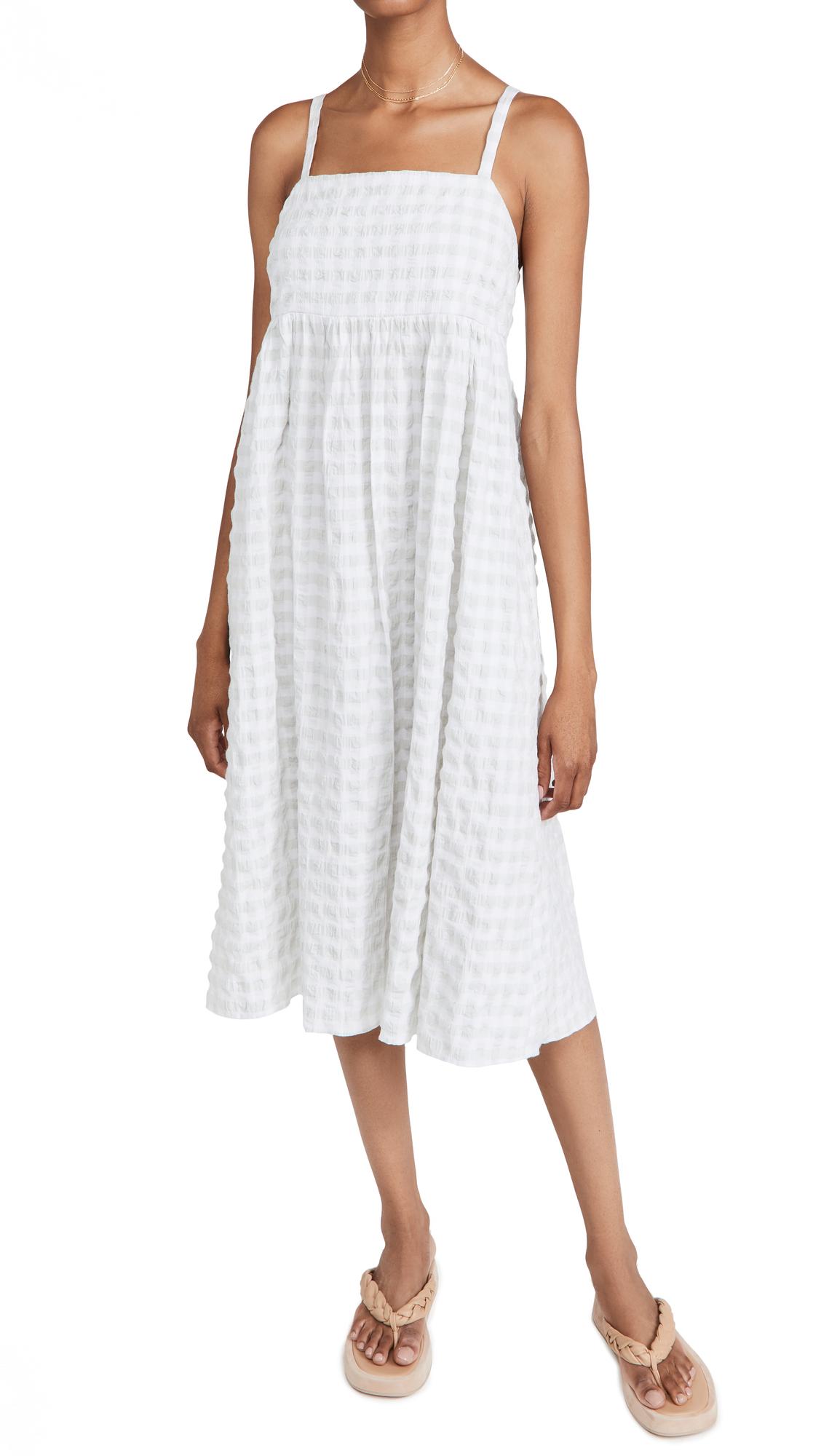 logic Exchange Stop by Madewell Cami Babydoll Midi Dress In Gingham in White | Lyst