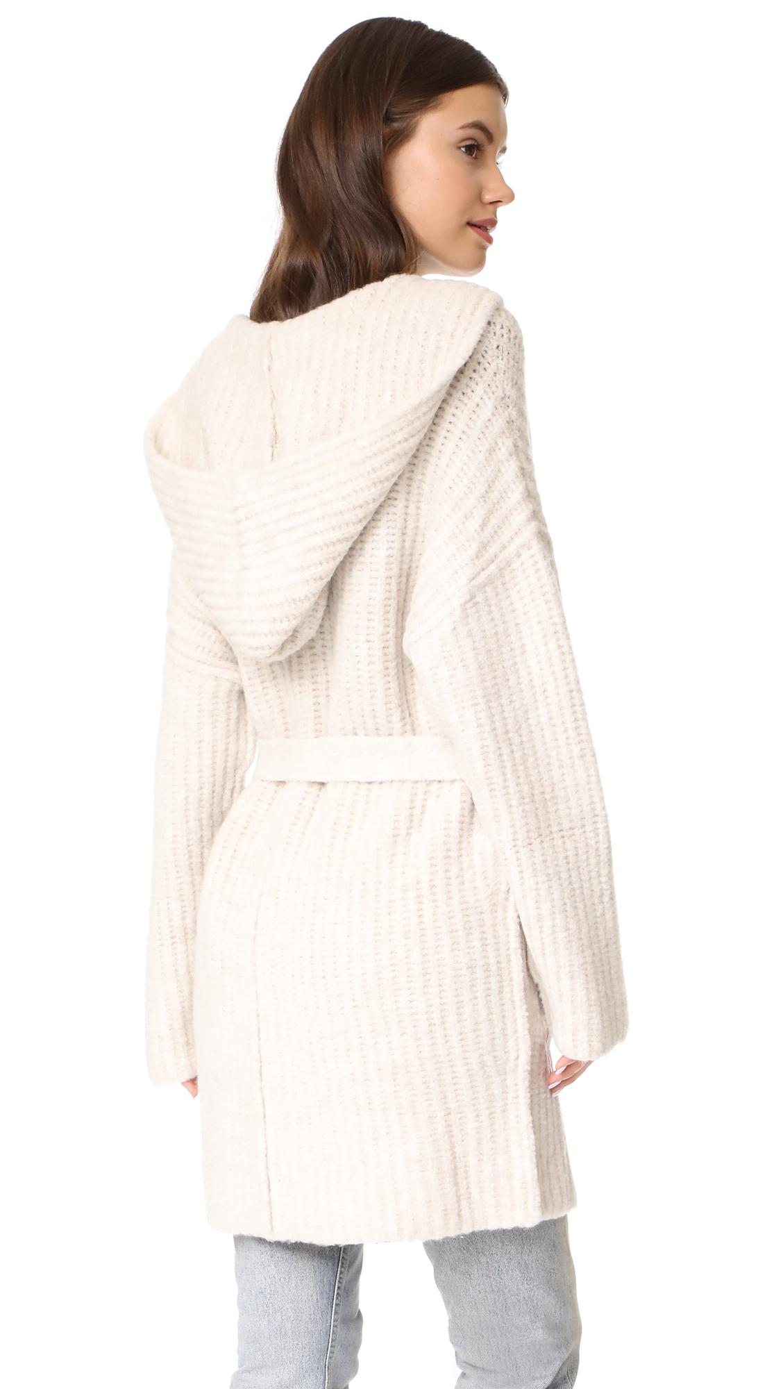 Lyst Atm Hooded Sweater Coat in White