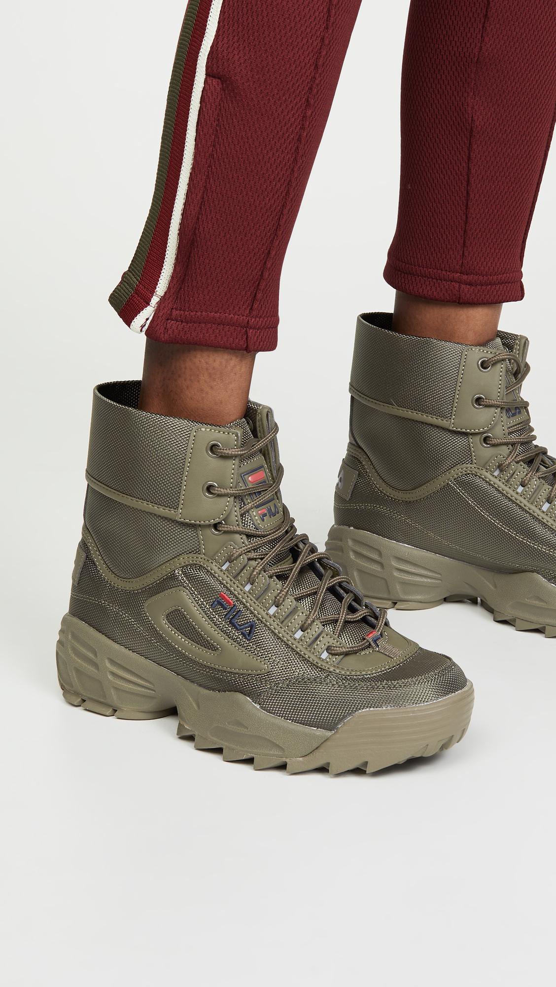 olive green fila boots