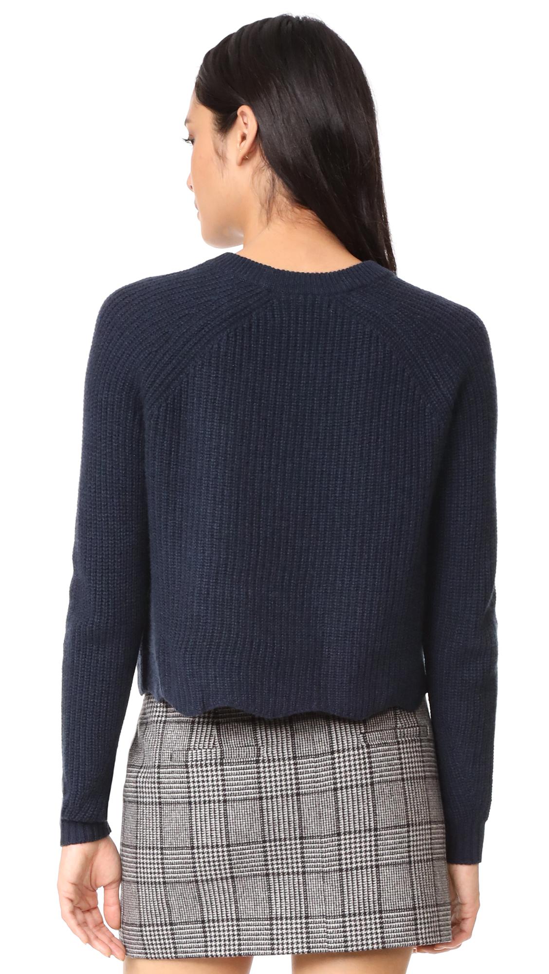 Autumn Cashmere Scalloped Cashmere Shaker Sweater in Navy (Blue) Lyst