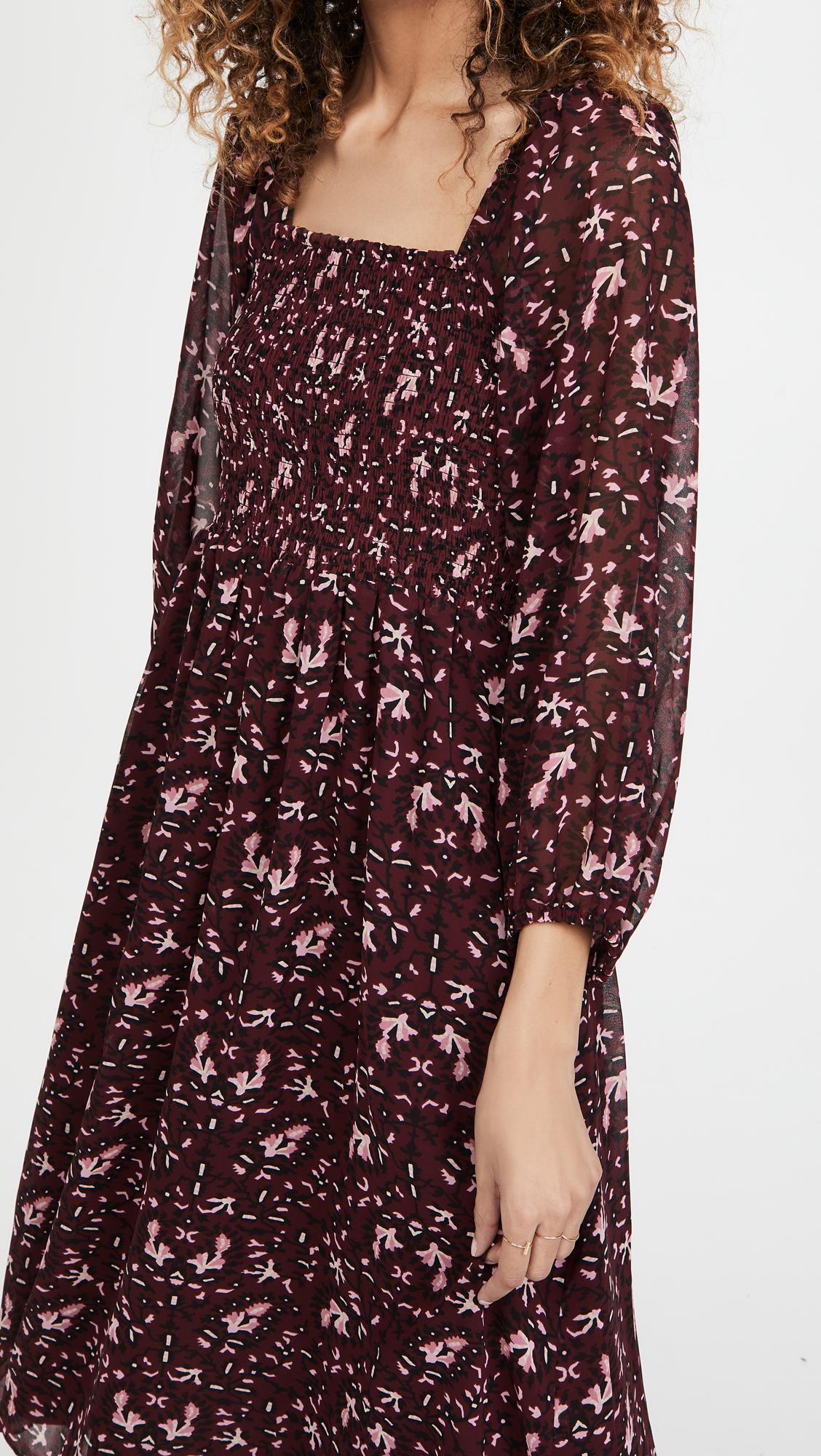 Long Sleeve Square Neck Midi Dress 