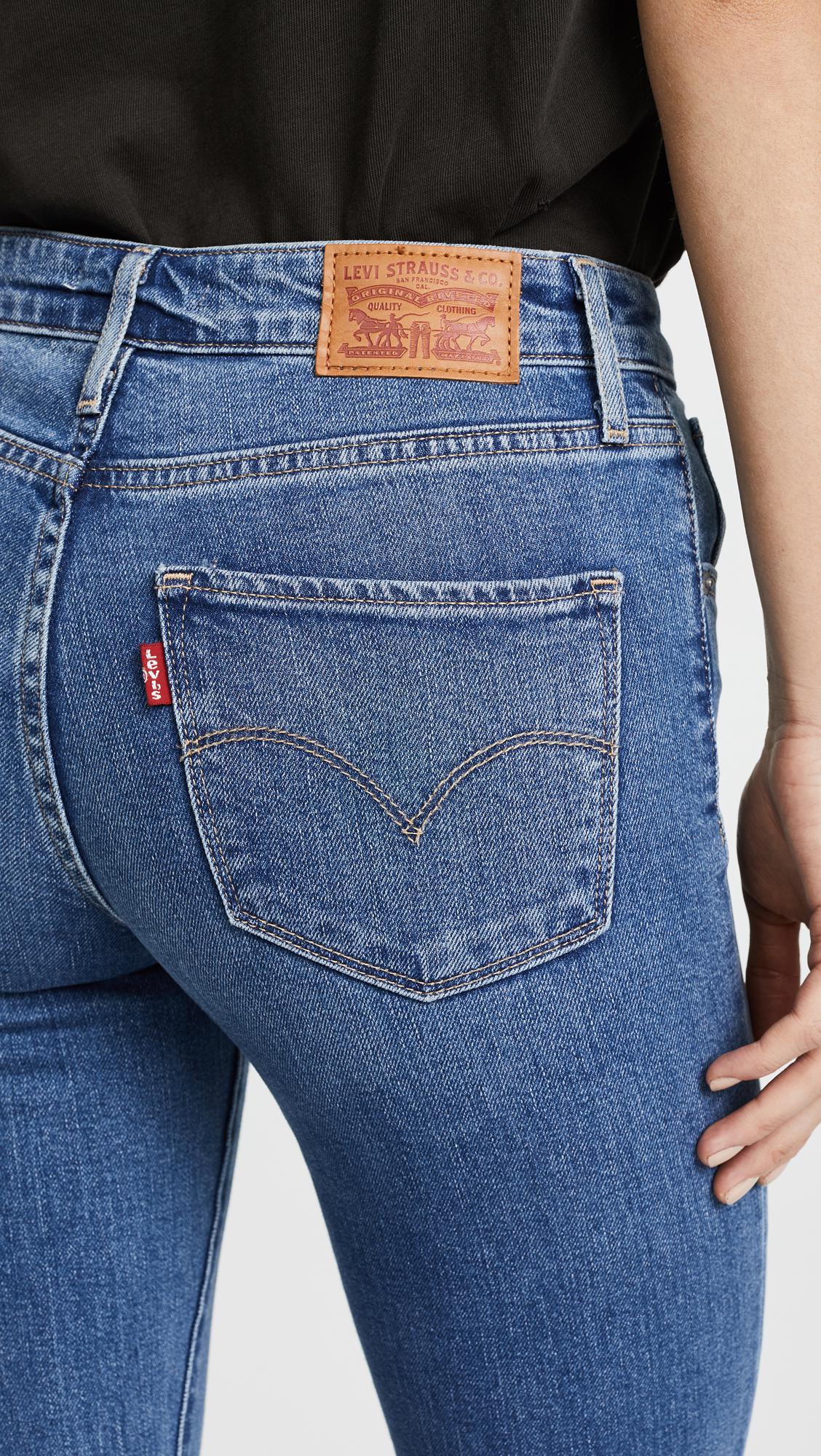 Levi's 721 High Rise Distressed Skinny Jeans in Blue - Lyst