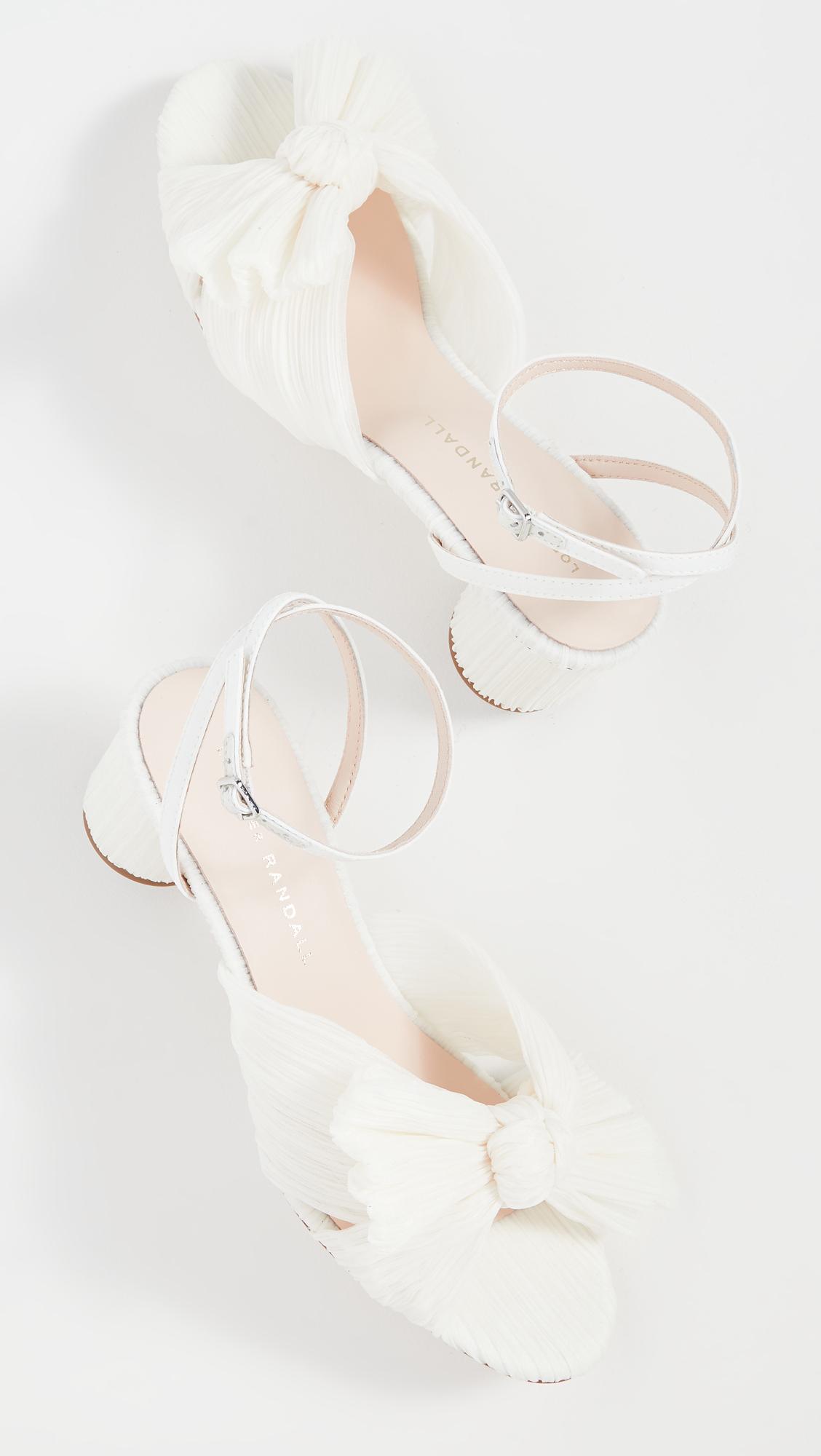 dahlia bow mule with ankle strap pearl