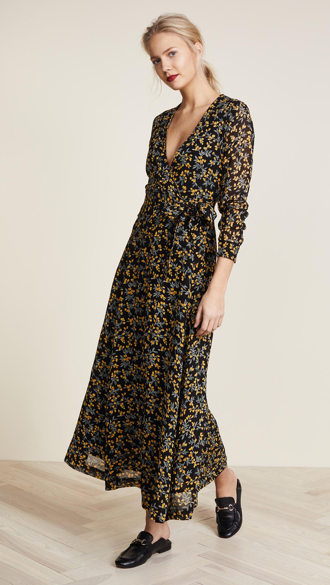 Ganni Marceau Georgette Wrap Dress in Black | Lyst