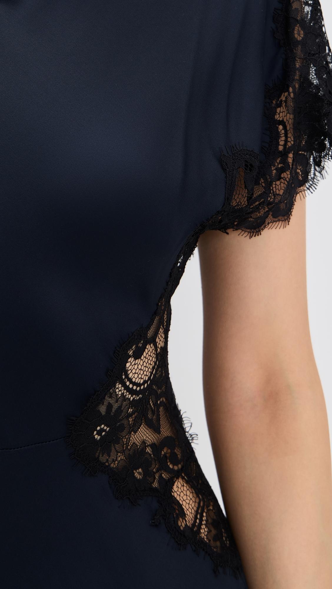 alc blue lace dress Alessia Satin and Lace Maxi Dress