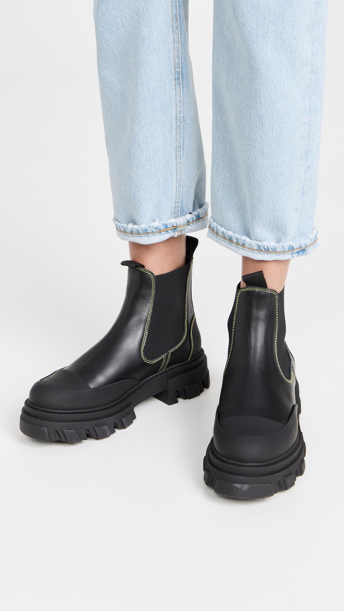 Ganni Low Chelsea Boots in Black | Lyst