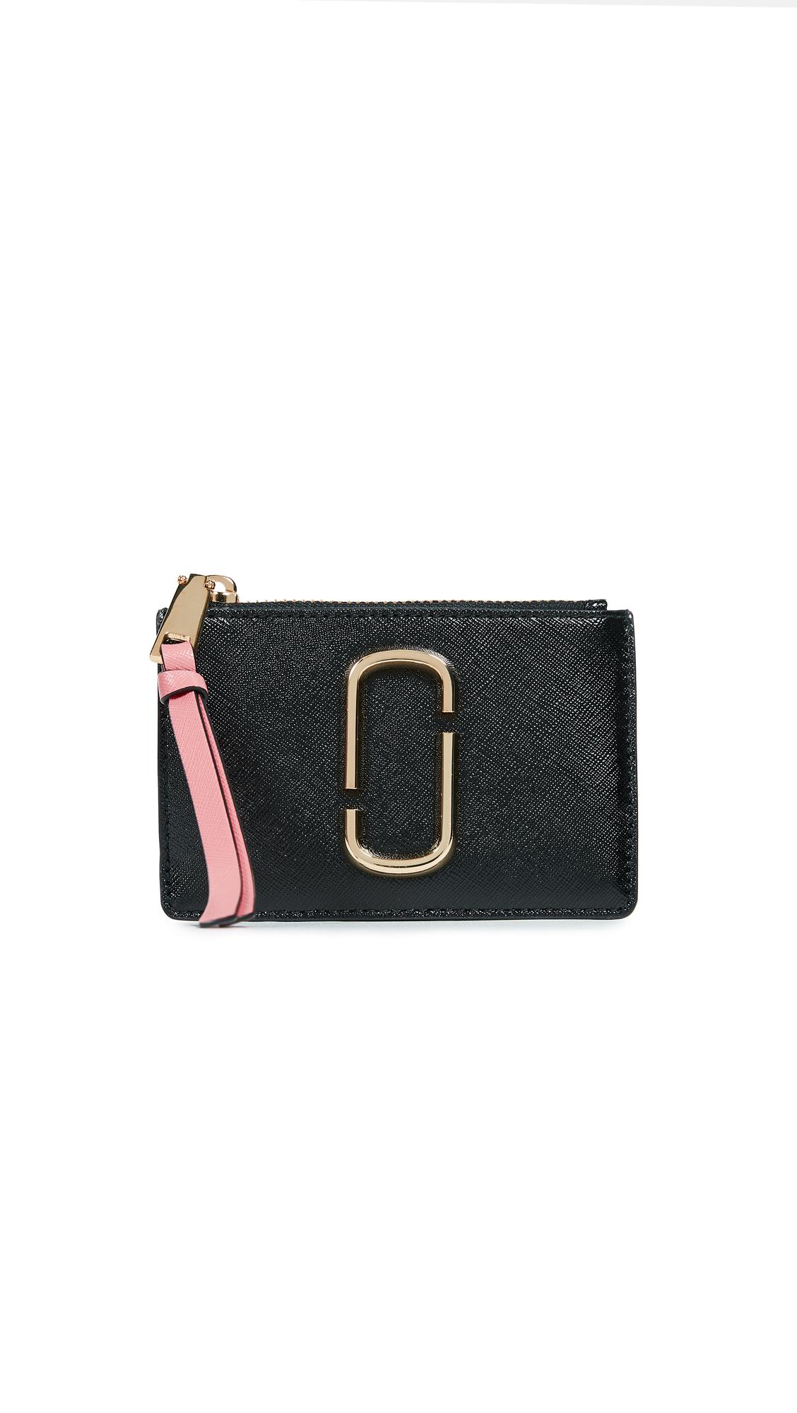 Marc Jacobs Leather Snapshot Top Zip Multi Wallet in Black/Rose 