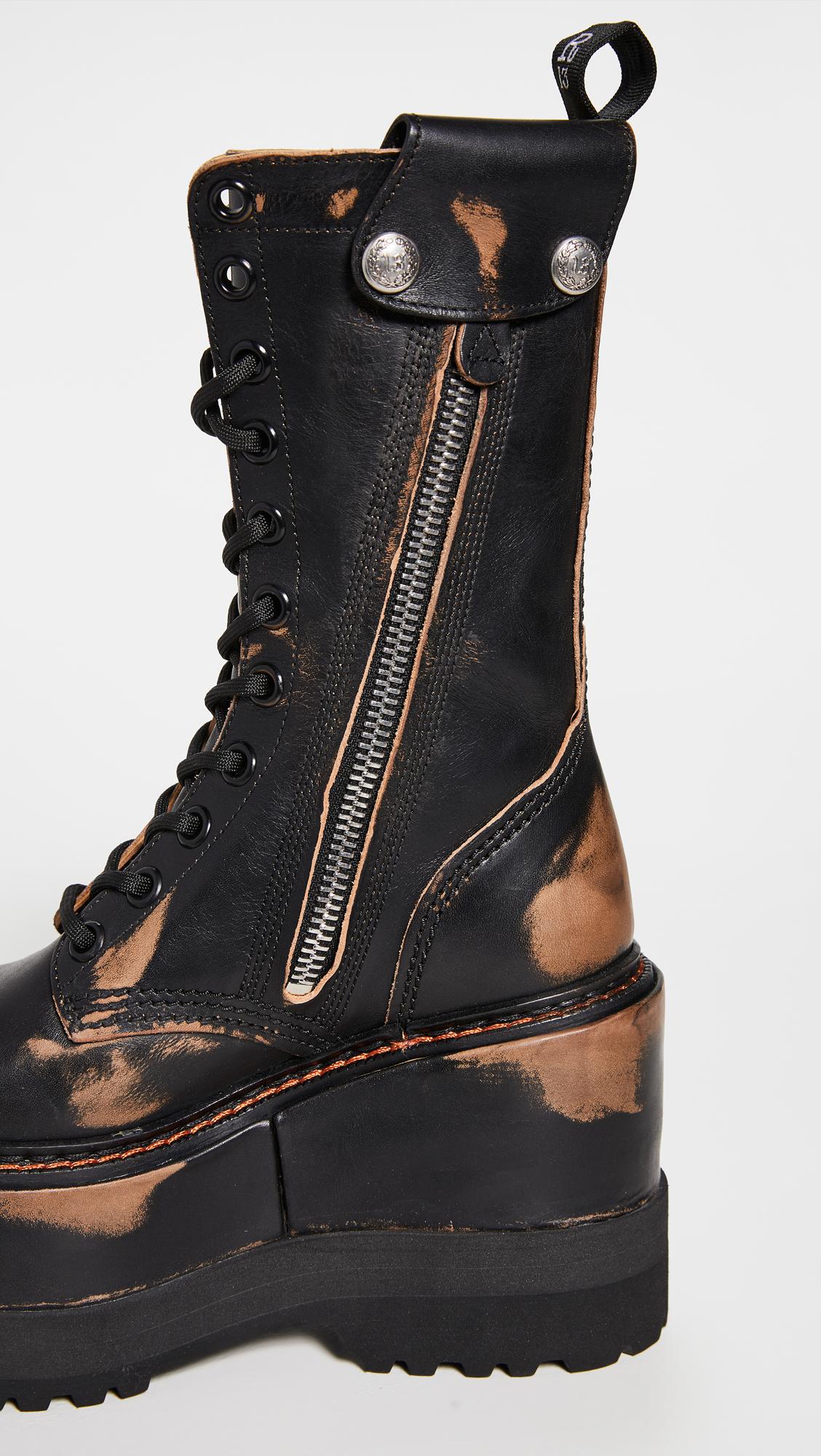 R13 Medium Platform Boots in Black Lyst