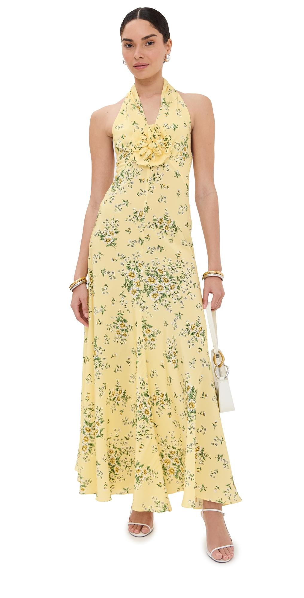 Rodarte Daisy Silk Halter Dress in Yellow | Lyst