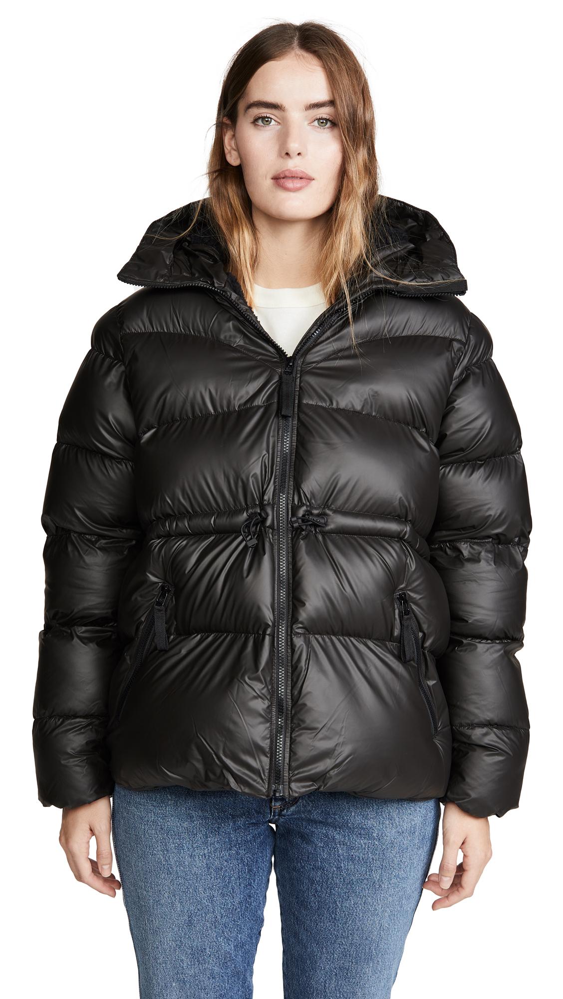 a line puffer jacket