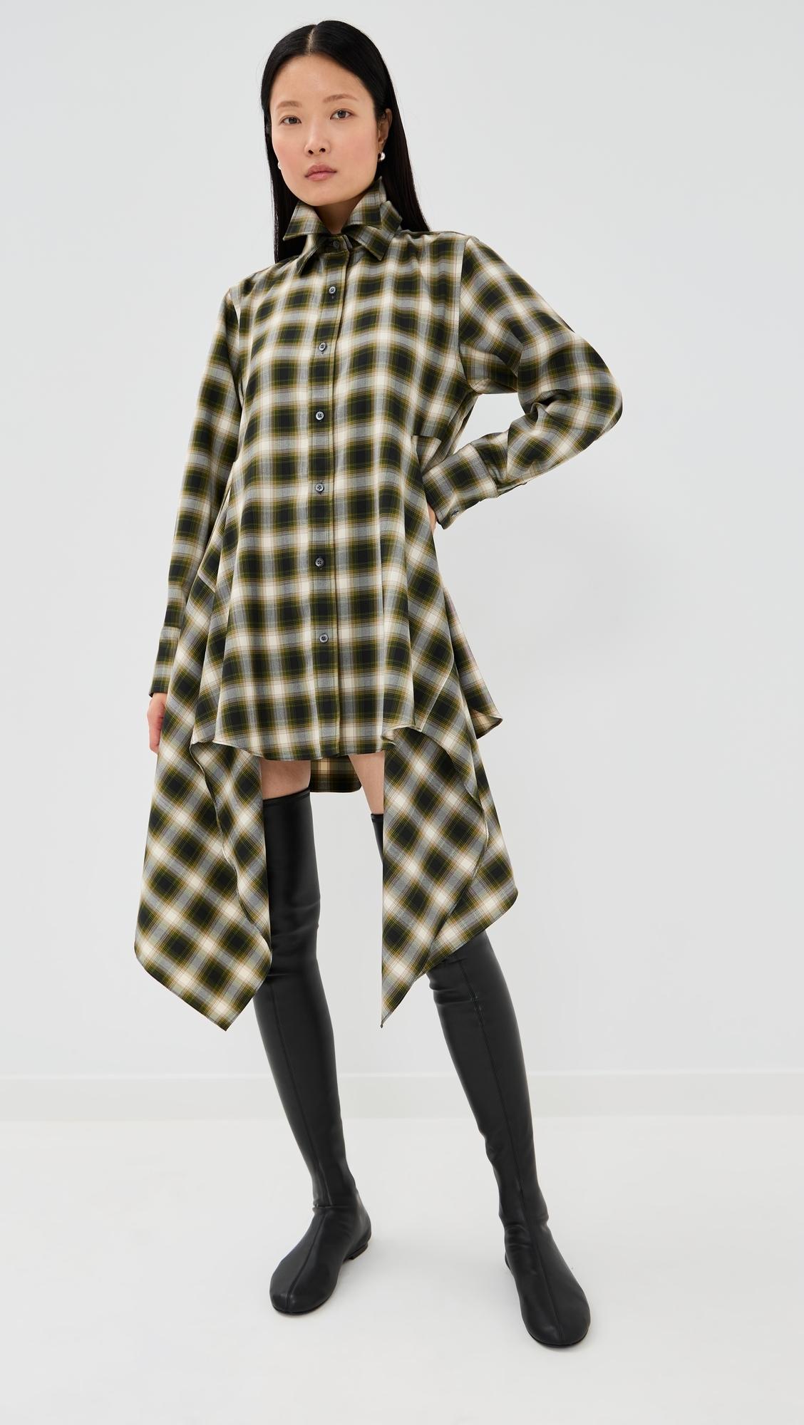 Monse Cascade Front Shirt Dress in Green | Lyst