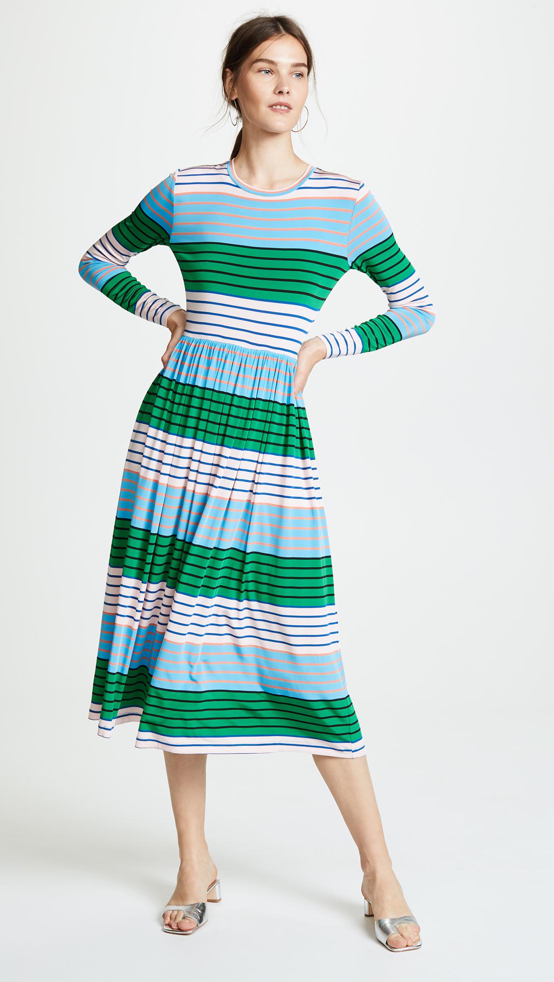 Stine Goya Synthetic Joel Dress in Stripes (Green) - Lyst