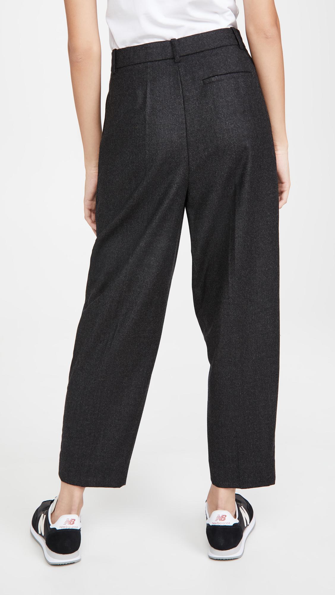 Theory Wool Pleat Carrot Pants in Dark Charcoal Melange (Gray) Lyst
