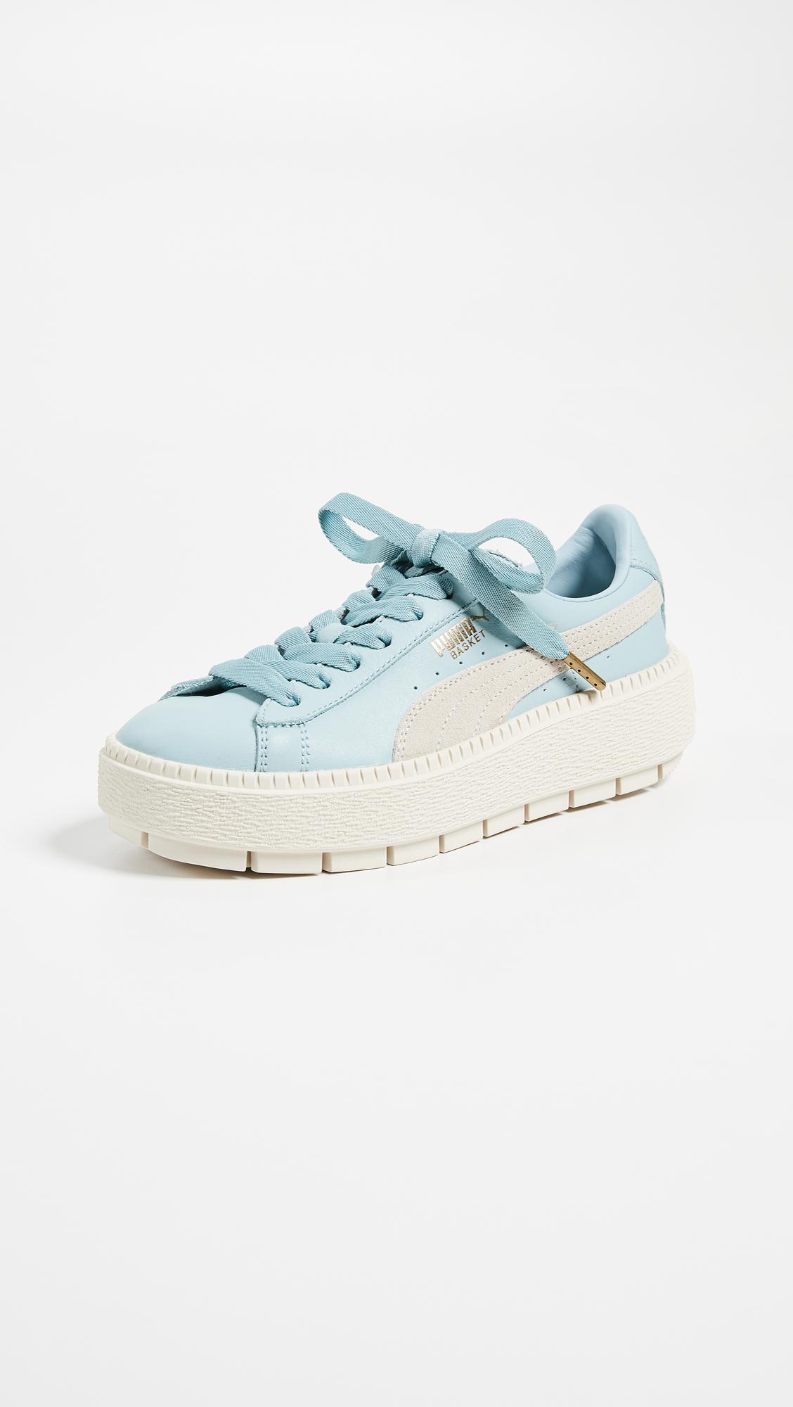 PUMA Leather Basket Platform Trace Block Sneakers in Sterling Blue/Vanilla  Ice (Blue) | Lyst