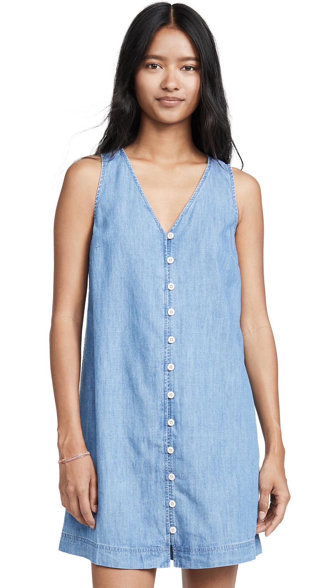Madewell Denim Button Front Easy Dress in Blue - Lyst