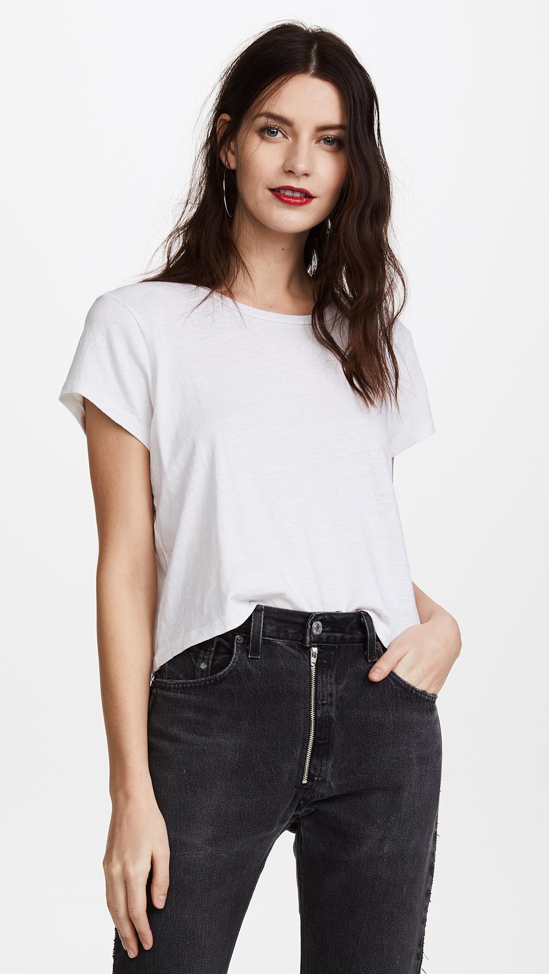 RE/DONE Cotton X Hanes 1950s Boxy Crop Tee in Vintage White (White) - Lyst