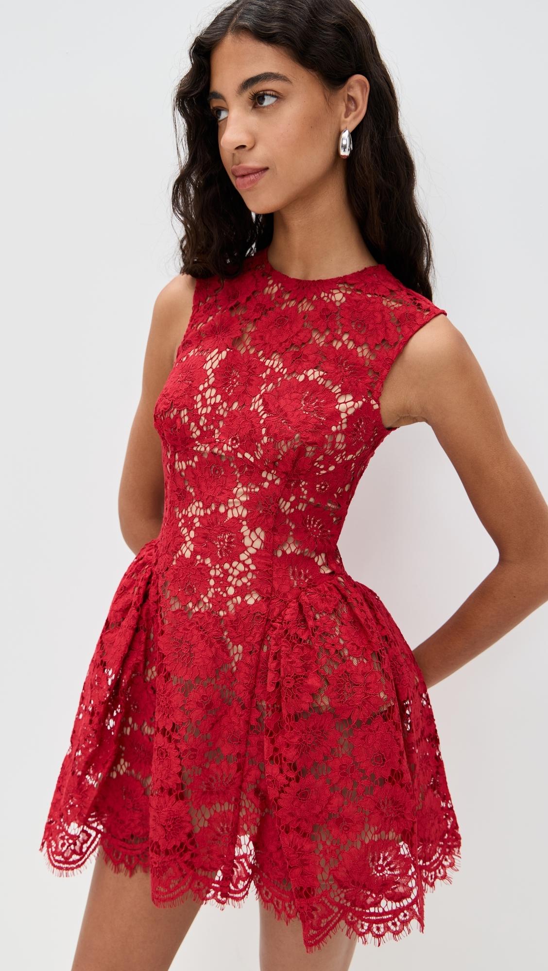 red satin lace up dress Sherri Hill Dress 56163 Red / 26