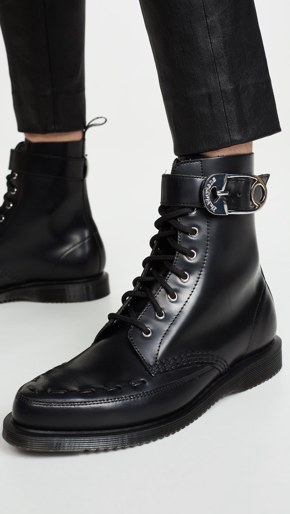 Dr. Martens Leather Geordin 8 Eye Boots in Black | Lyst