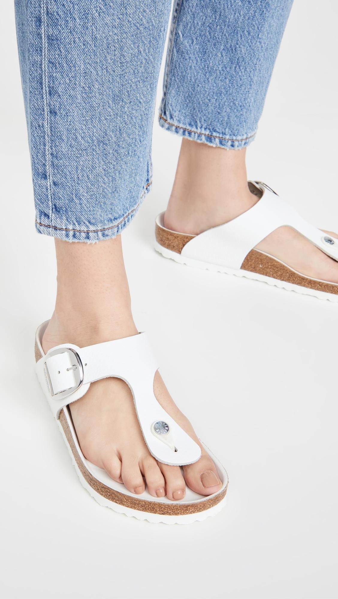 Birkenstock Leather Gizeh Big Buckle Sandals in White | Lyst