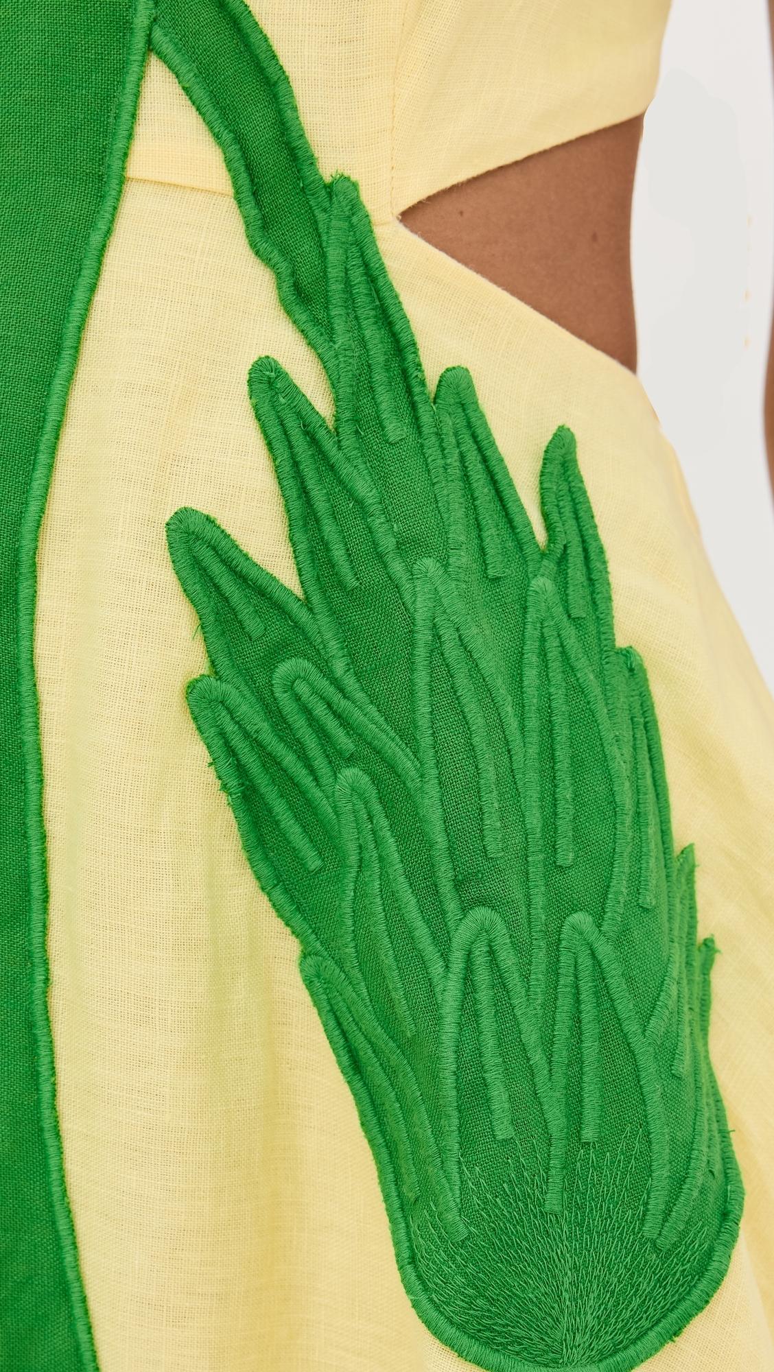 farm rio palm tree cutout midi dress Green Palm Tree Embroidered Midi Dress